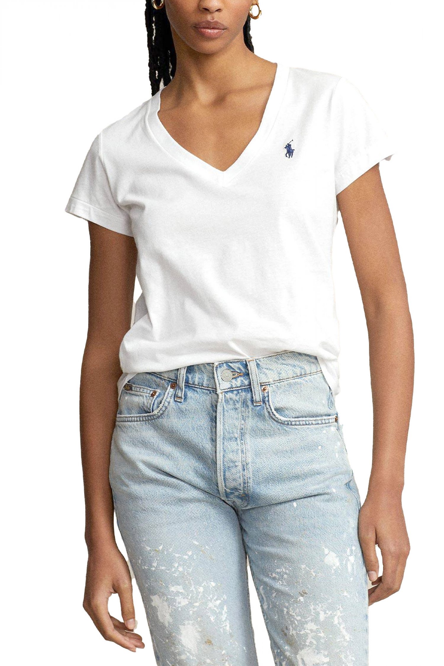 Ralph Lauren RALPH LAUREN T-SHIRT V-NECK W BSR LOGO ΛΕΥΚΟ