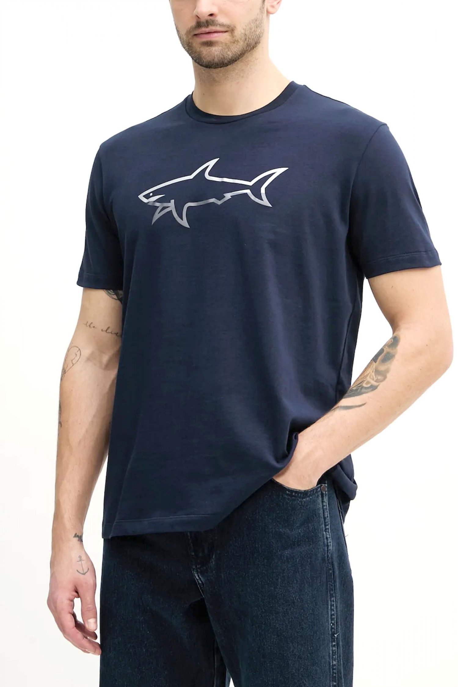PAUL&SHARK T-SHIRT CREW NECK BIG LOGO ΜΠΛΕ