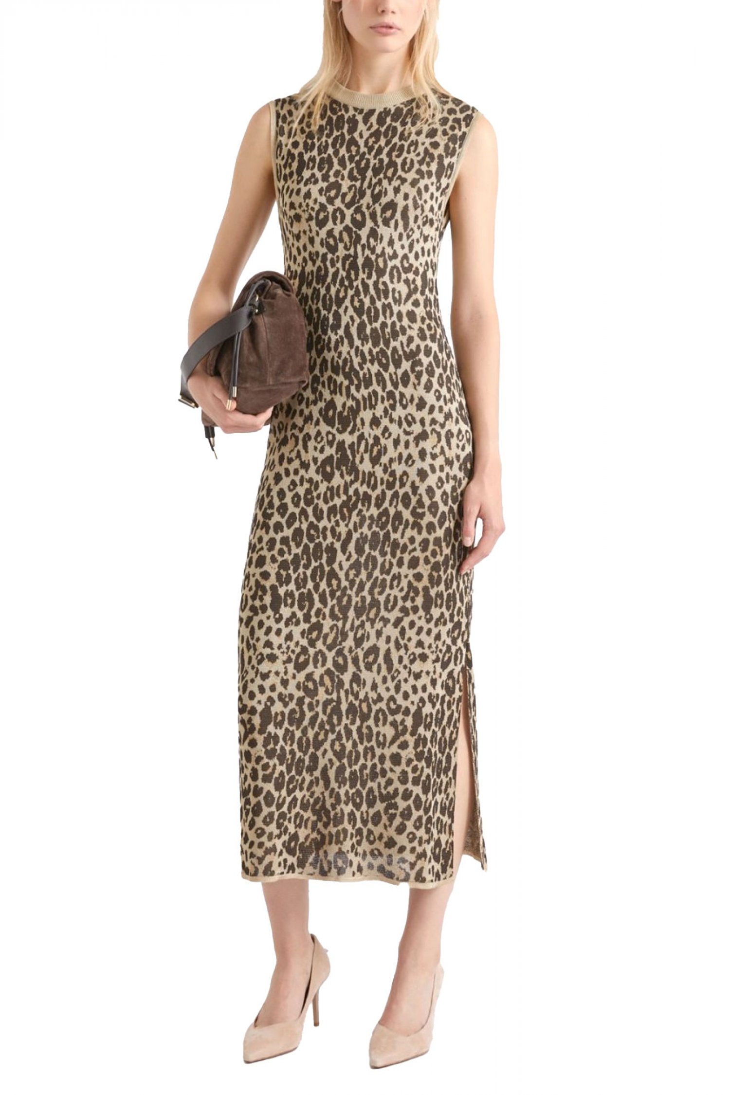 MARELLA SPORT ΦΟΡΕΜΑ MIDI MLSDUOMO LEOPARD PRINT ΜΠΕΖ-ΜΑΥΡΟ