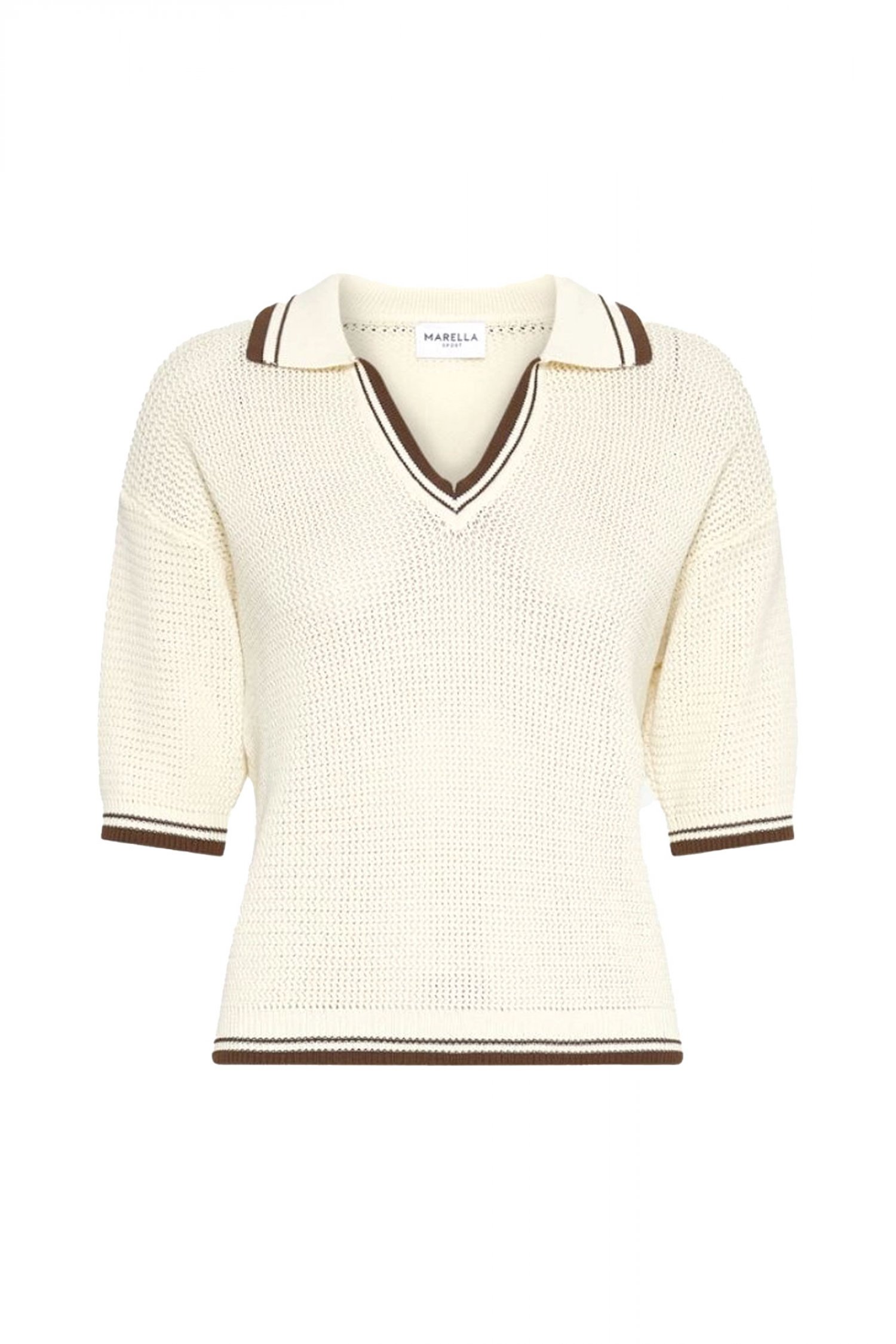 MARELLA SPORT POLO ΠΛΕΚΤΟ MLSLEMBI ΜΠΕΖ-ΚΑΦΕ