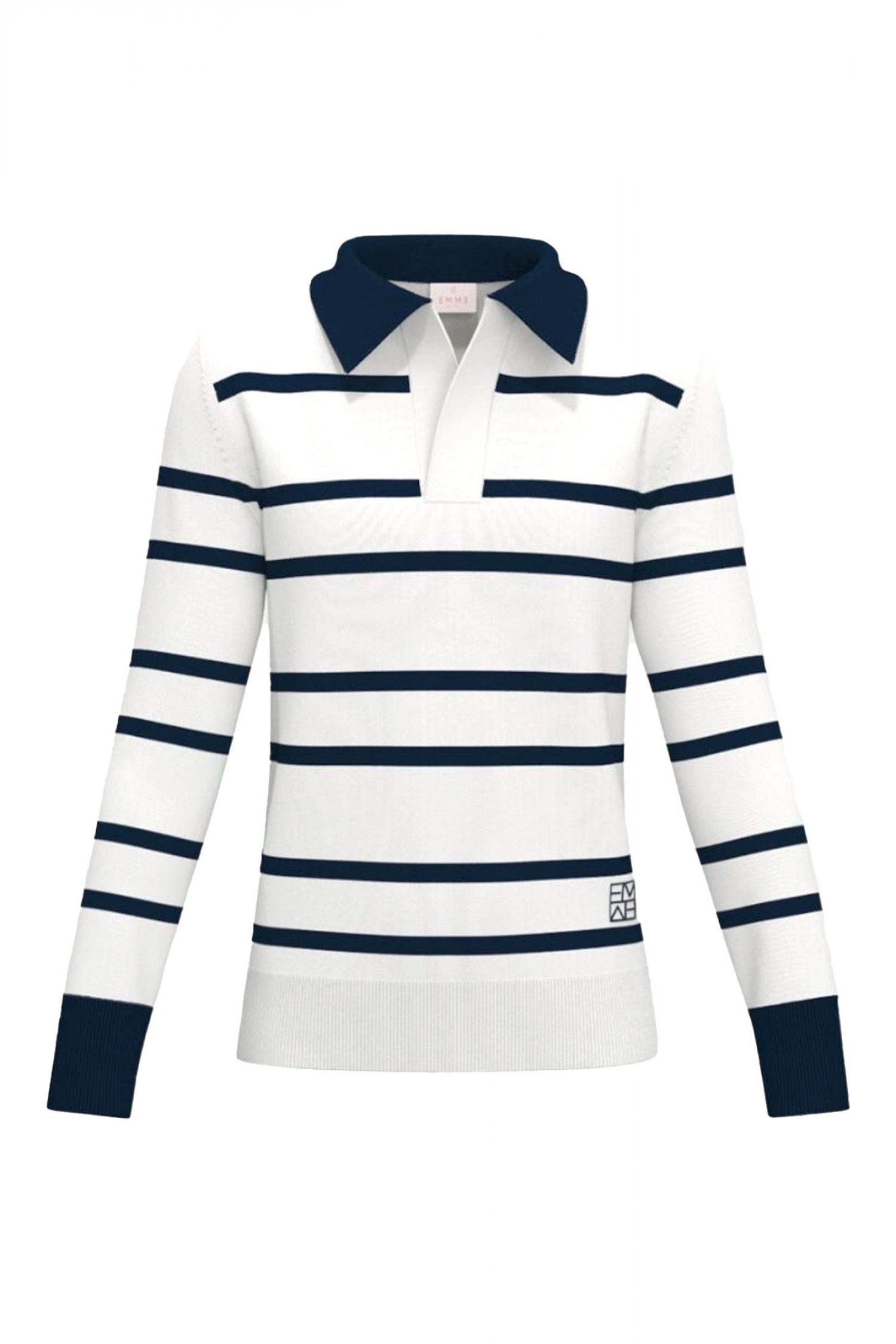 MARELLA EMME POLO ΠΛΕΚΤΟ EMMDELFINO ΡΙΓΕ LOGO ΕΚΡΟΥ-ΜΠΛΕ