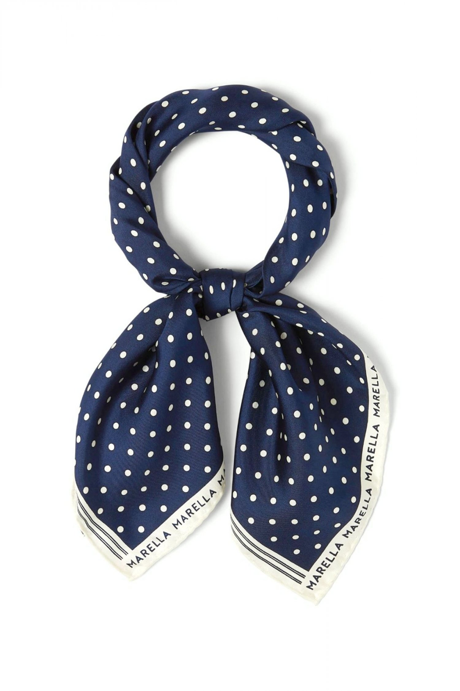 MARELLA ACCESSORI ΦΟΥΛΑΡΙ MLAATTINIA ΠΟΥΑ LOGO ΜΠΛΕ-ΕΚΡΟΥ