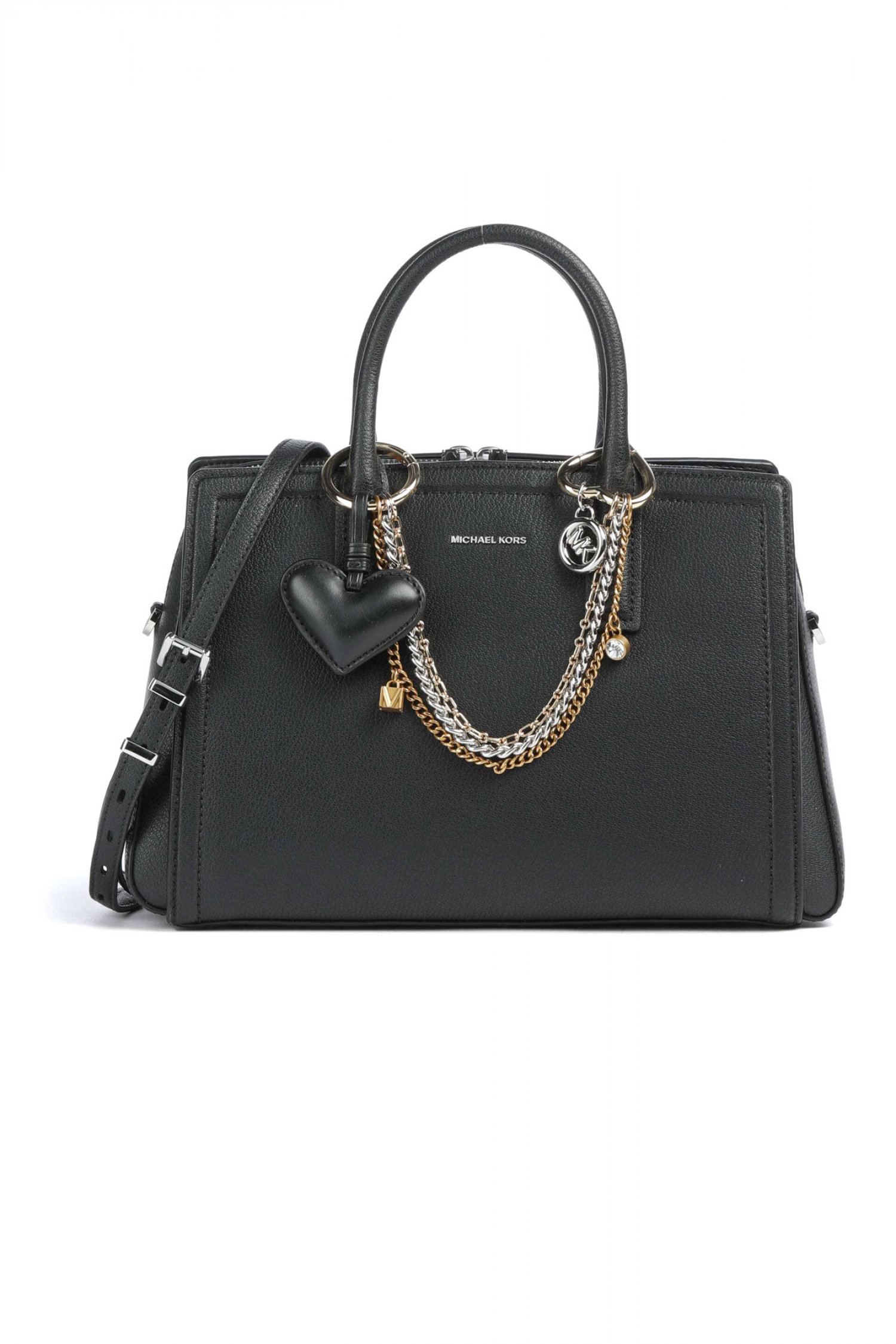 Michael Kors MICHAEL KORS ΤΣΑΝΤΑ CROSSBODY/ΩΜΟΥ LAILA ΕΠΙΠΡΟΣΘΕΤΗ AΛΥΣΙΔΑ ΜΕΤΑΛΛΙΚΟ LOGO ΜΑΥΡΟ