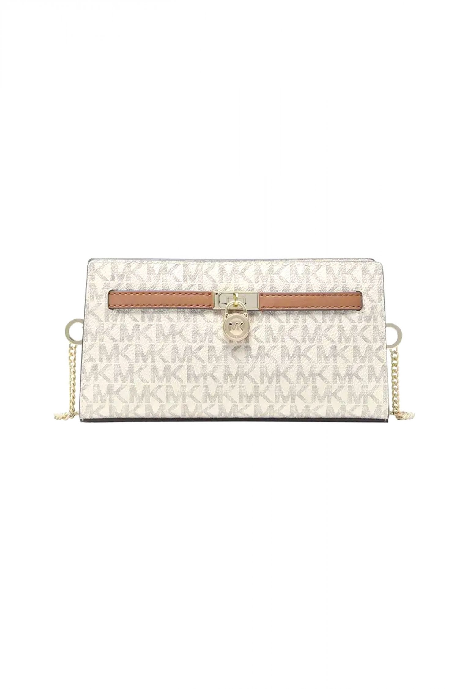 Michael Kors MICHAEL KORS ΤΣΑΝΤΑΚΙ CROSSBODY HΑΜΙLTON MODERNE ΑΛΥΣΙΔΑ ALL OVER LOGO ΜΠΕΖ/ΤΑΜΠΑ