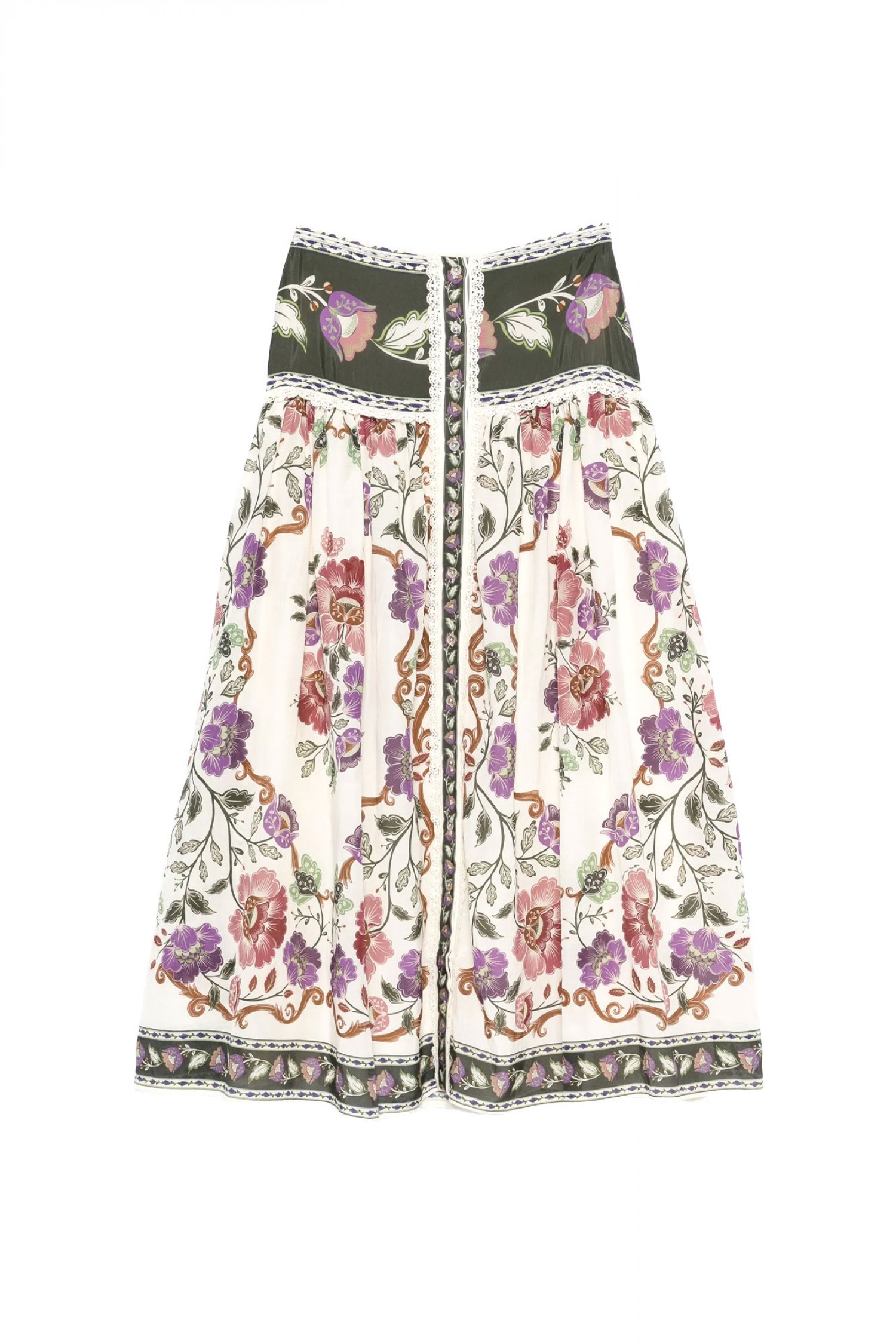 FARM RIO ΦΟΥΣΤΑ MIDI ROCOCO FLOWERS CREAM ΠΟΛΥΧΡΩΜΟ