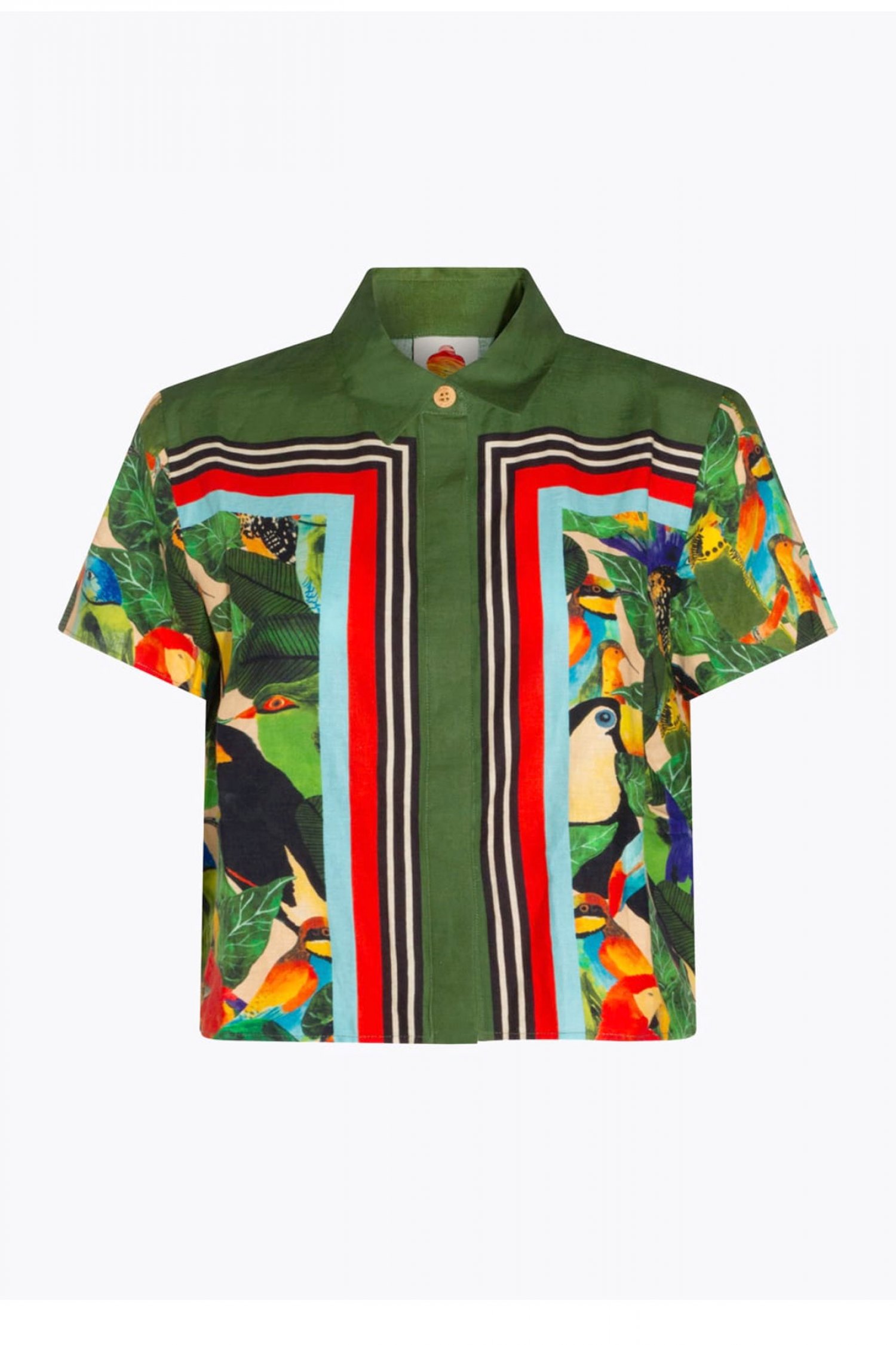 FARM RIO ΠΟΥΚΑΜΙΣΟ CROPPED BIRD LEAVES SAND ΚΡΥΦΑ ΚΟΥΜΠΙΑ ΠΟΛΥΧΡΩΜΟ