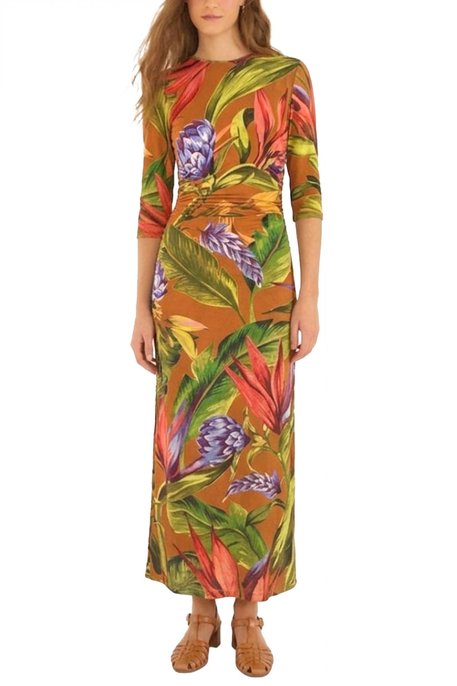 FARM RIO FARM RIO ΦΟΡΕΜΑ MAXI FLORART BROWN ΣΟΥΡΑ ΠΛΑΙ ΠΟΛΥΧΡΩΜΟ