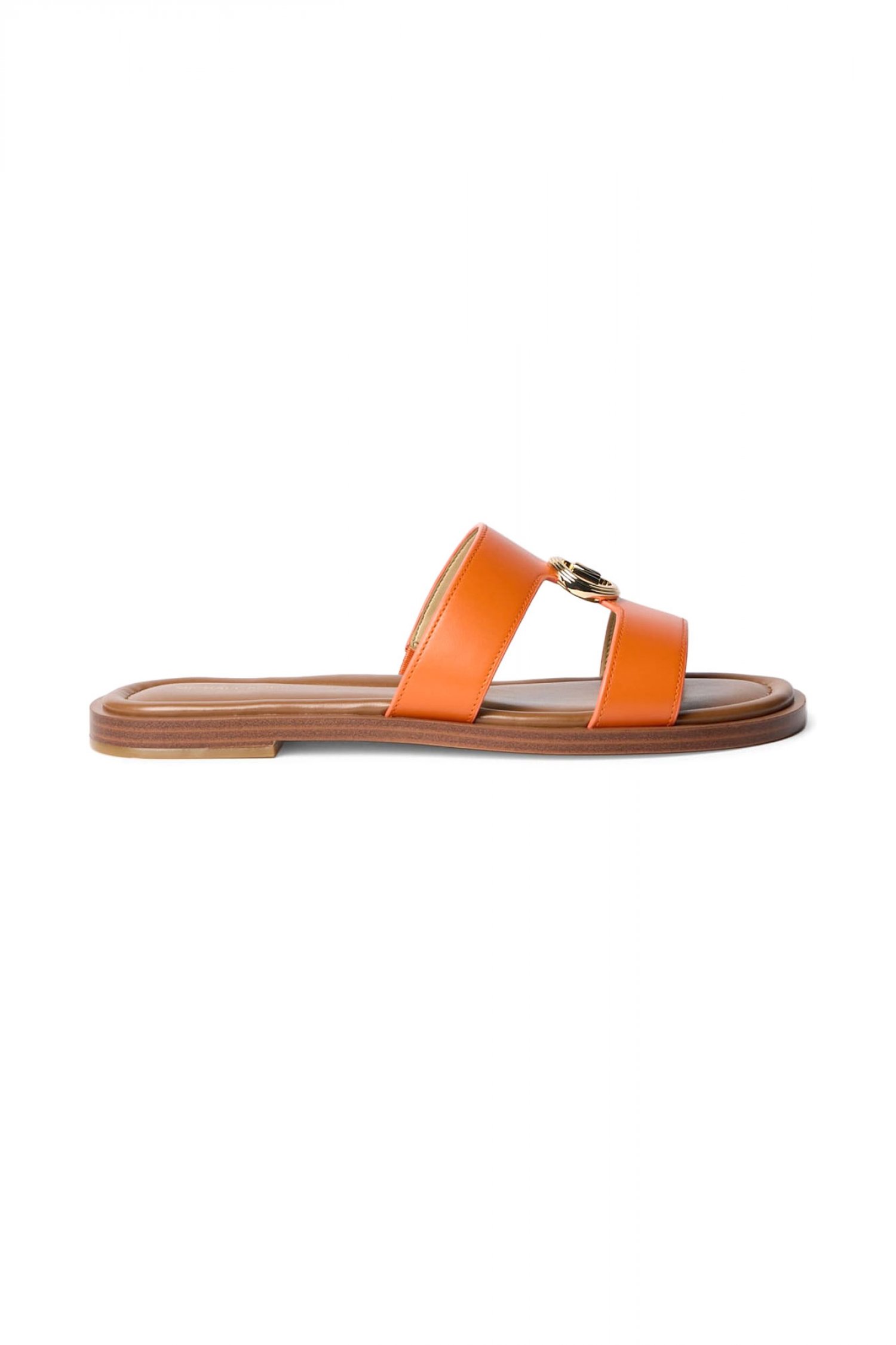 MICHAEL KORS ΠΑΠΟΥΤΣΙΑ ΠΑΝΤΟΦΛΕΣ ΕRIN FLAT SANDAL ΜΕΤΑΛΛΙΚΟ LOGO ΠΟΡΤΟΚΑΛΙ