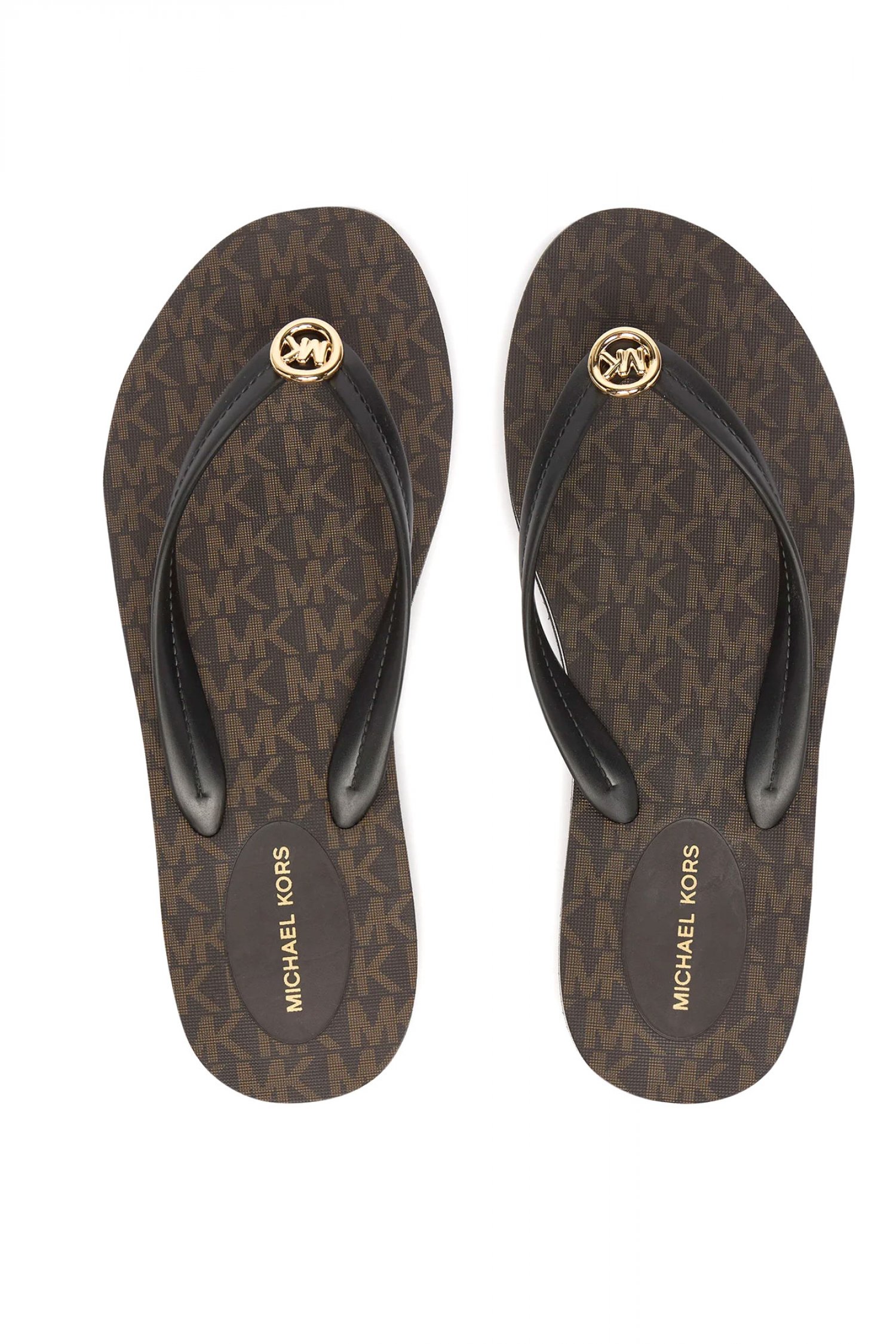 MICHAEL KORS ΠΑΠΟΥΤΣΙΑ ΣΑΓΙΟΝΑΡΕΣ POSIE FLIP FLOP METAΛΛΙΚΟ LOGO ΚΑΦΕ