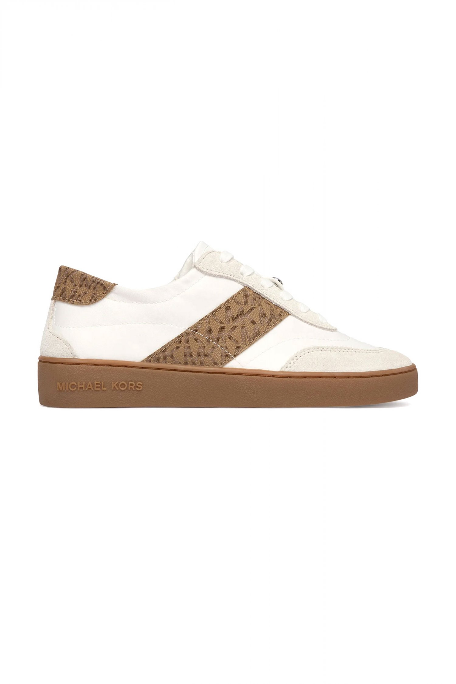 MICHAEL KORS ΠΑΠΟΥΤΣΙΑ SNEAKERS KAYCEE LACE UP LOGO ΛΕΥΚΟ/ΚΑΦΕ