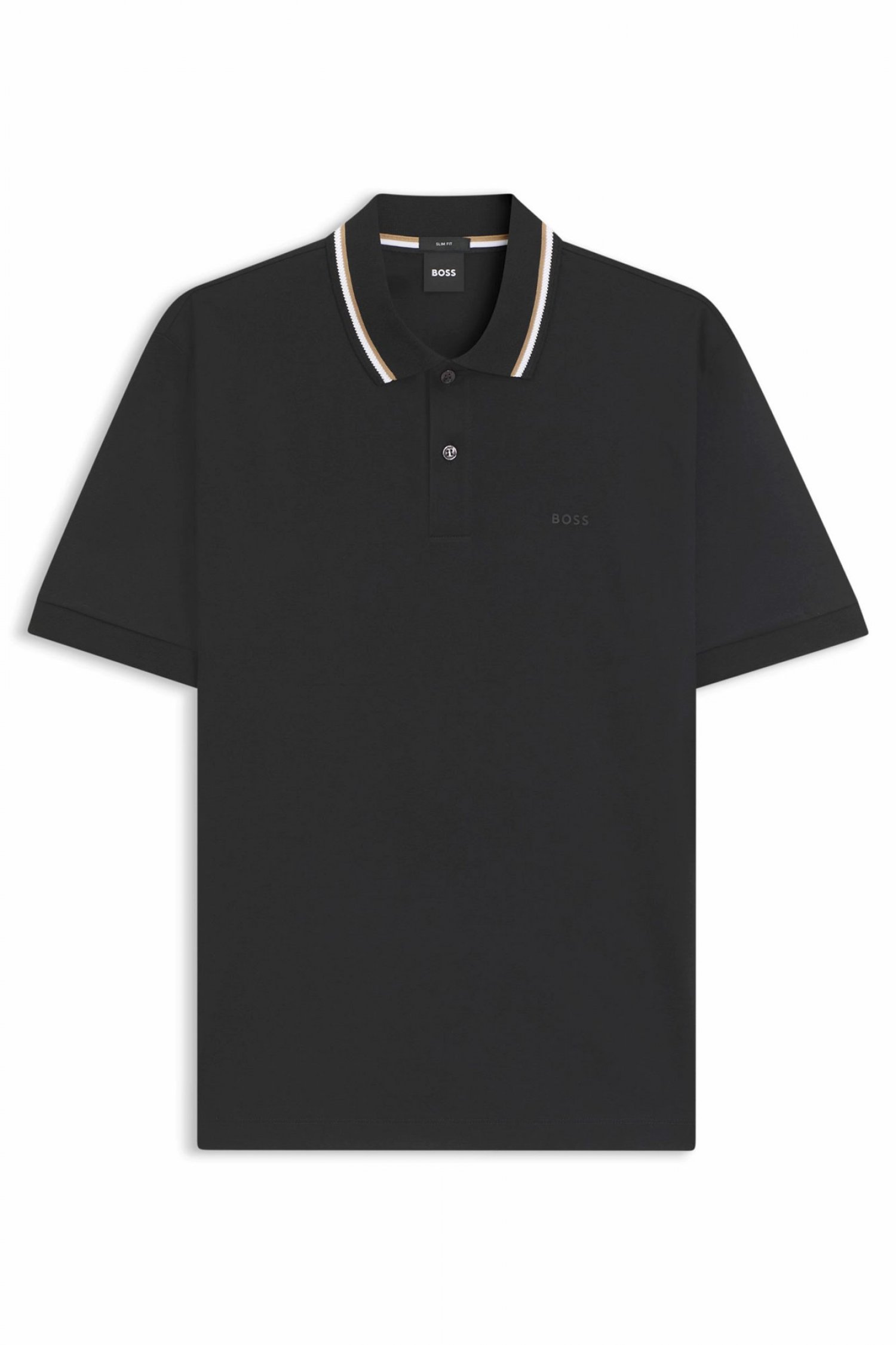 BOSS POLO SLIM FIT PENROSE 38 ΜΑΥΡΟ