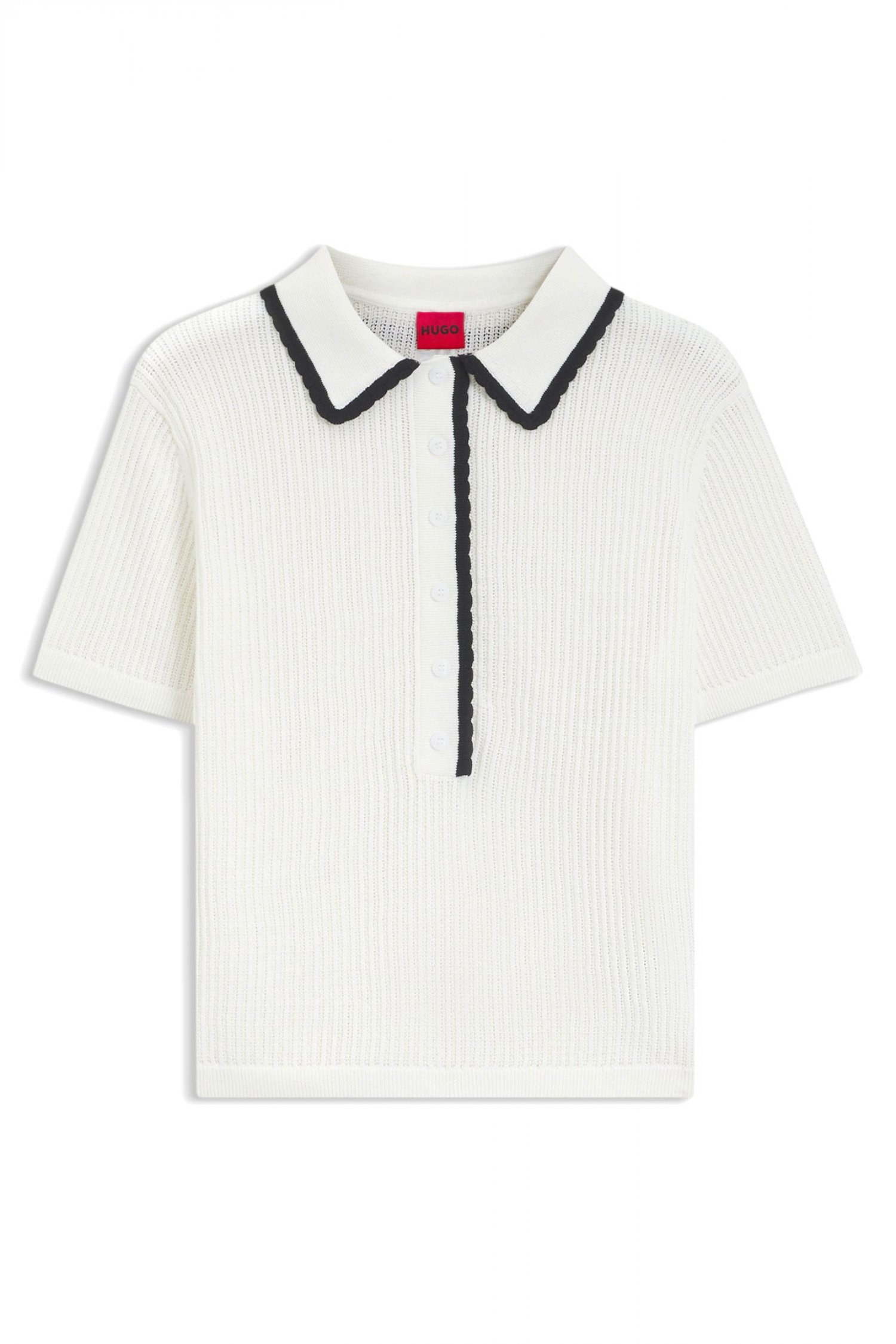 HUGO HUGO TOP ΠΛΕΚΤΟ POLO SLYSA LOGO ΕΚΡΟΥ-ΜΑΥΡΟ