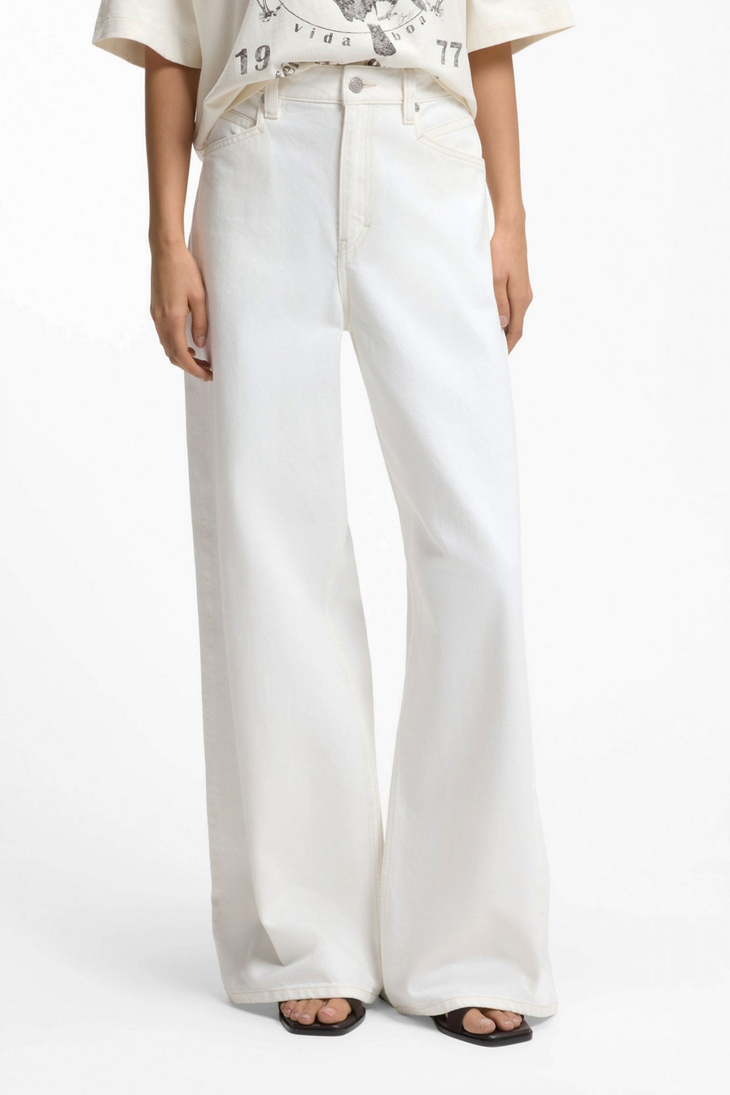 Boss BOSS CASUAL ΠΑΝΤΕΛΟΝΙ JEANS C_SLOUCHY MR 2.0 ΕΚΡΟΥ