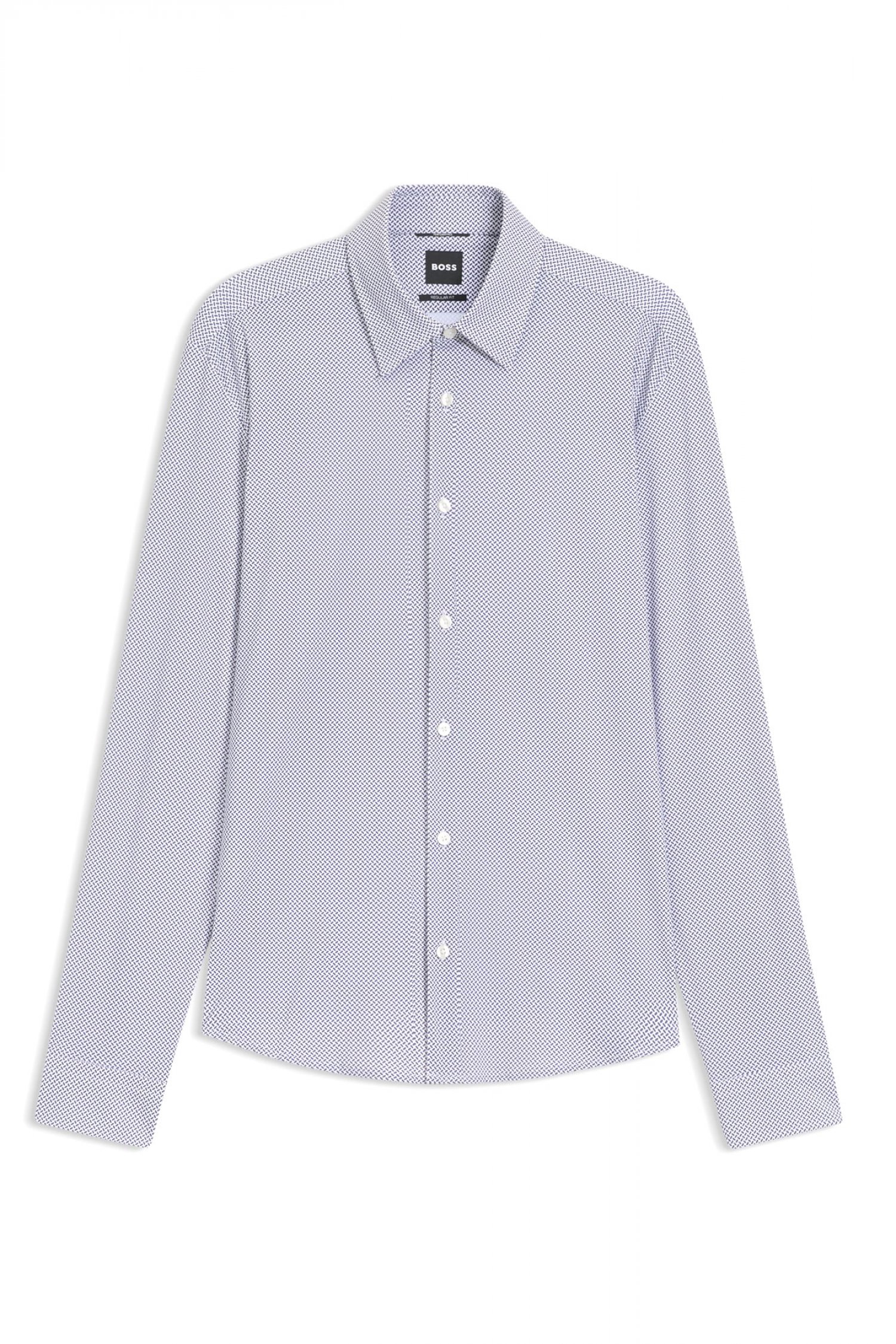 BOSS PERFORMANCE ΠΟΥΚΑΜΙΣΟ ΜΙΚΡΟΣΧΕΔΙΟ REGULAR FIT P-LIAM-K-F-261 ΜΠΛΕ-ΛΕΥΚΟ