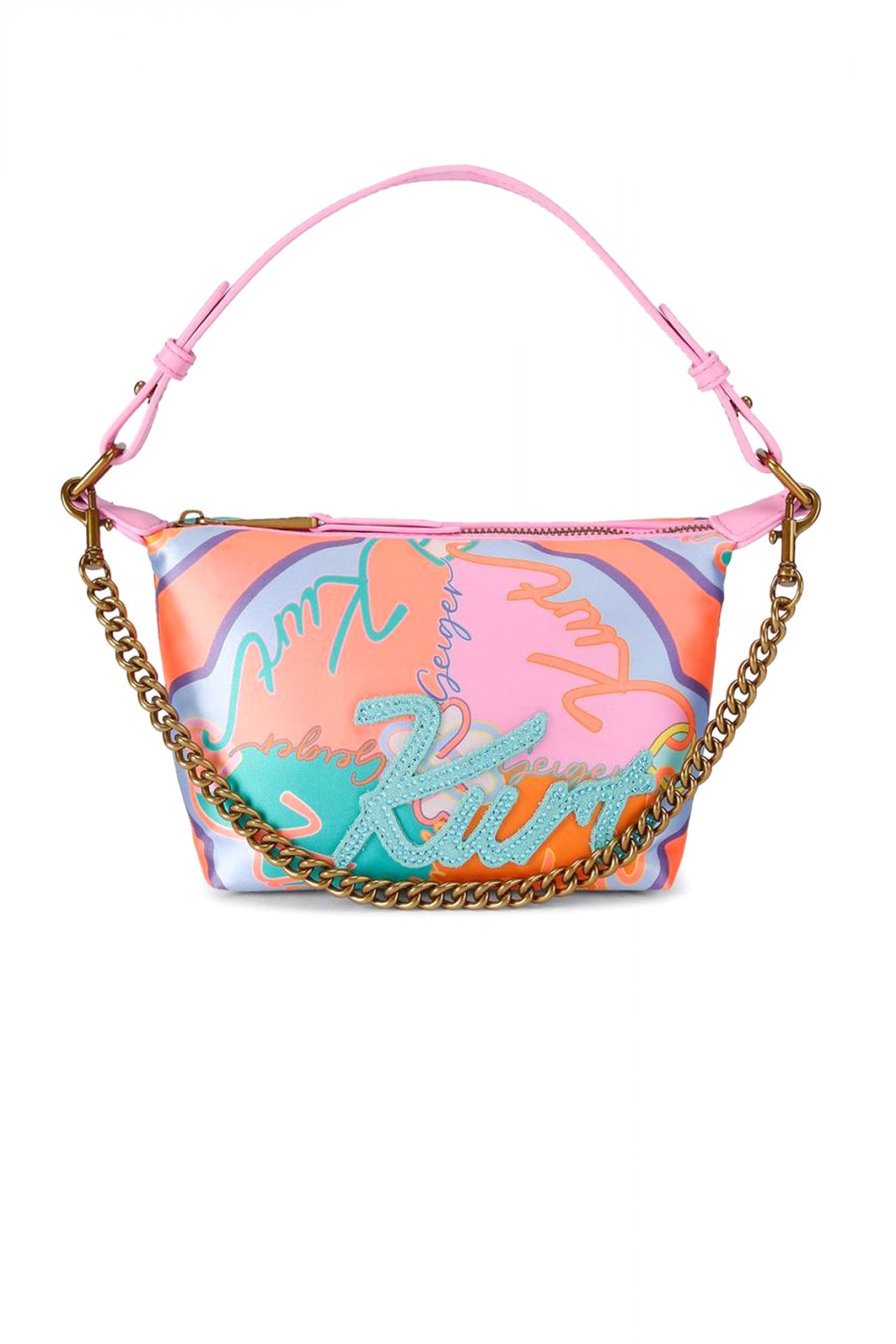 KURT GEIGER ΤΣΑΝΤΑ ΩΜΟΥ KURT SOFT SHOULDER BAG LOGO ΡΟΖ/ΠΟΛΥΧΡΩΜΟ