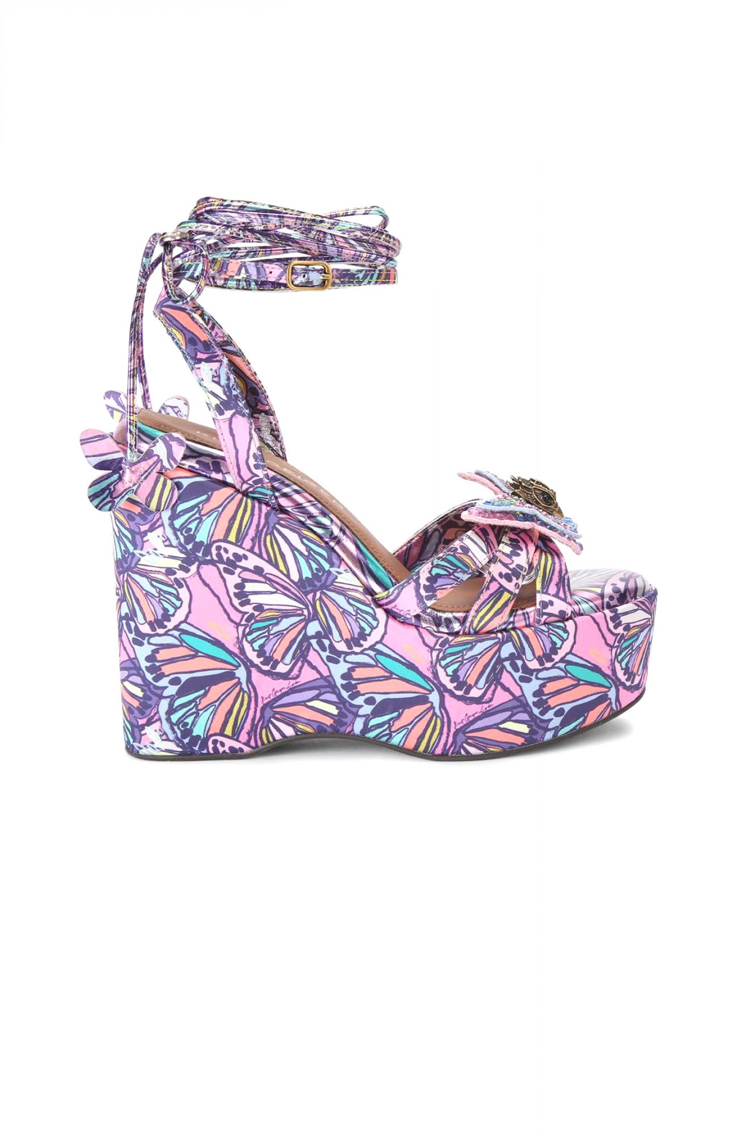 KURT GEIGER ΠΑΠΟΥΤΣΙΑ ΠΛΑΤΦΟΡΜΕΣ BUTTERFLY ANKLE TIE WEDGE LOGO ΠΟΛΥΧΡΩΜΟ/MΩΒ