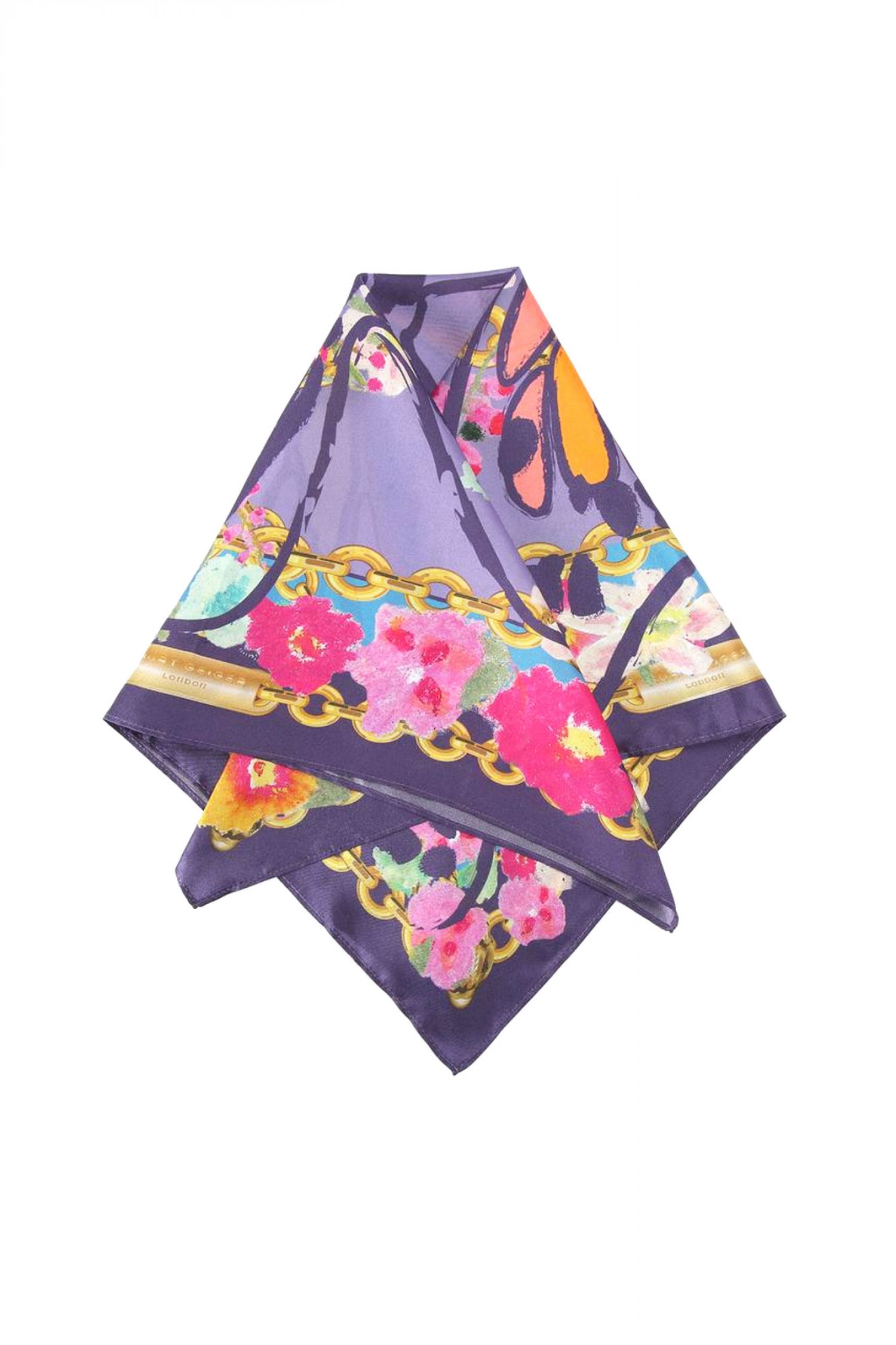 KURT GEIGER ΦΟΥΛΑΡI BANDANA SCARF LOGO MΩΒ/ΠΟΛΥΧΡΩΜΟ