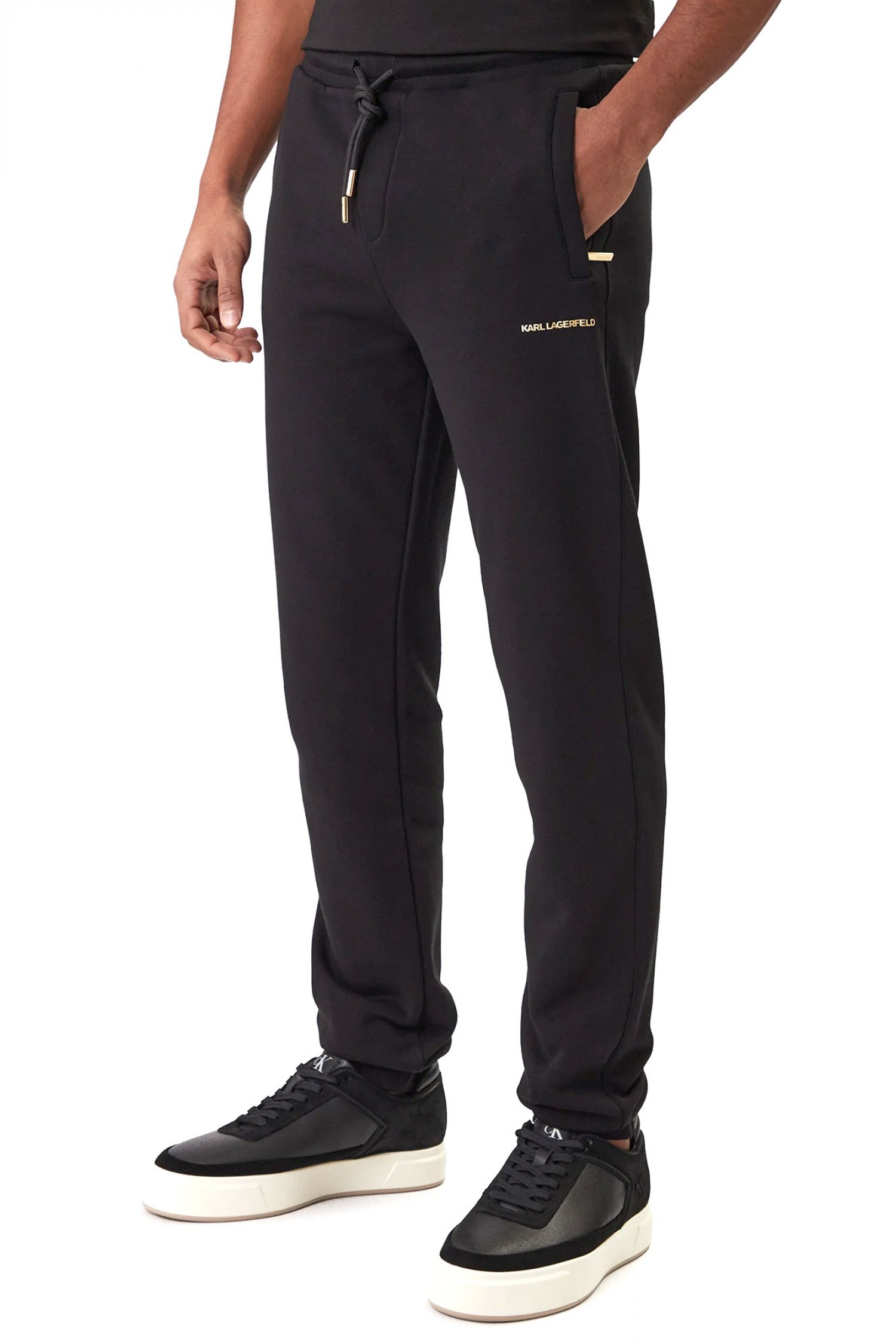 KARL LAGERFELD ΠΑΝΤΕΛΟΝΙ ΦΟΡΜΑ GOLD LOGO ΜΑΥΡΟ