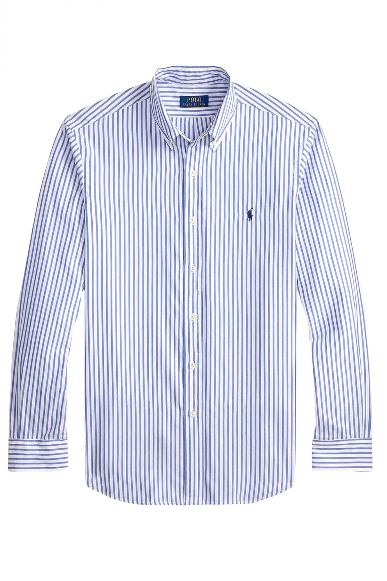 RALPH LAUREN ΠΟΥΚΑΜΙΣΟ ΡΙΓΕ BUTTON DOWN CUSTOM FIT ΜΠΛΕ-ΛΕΥΚΟ