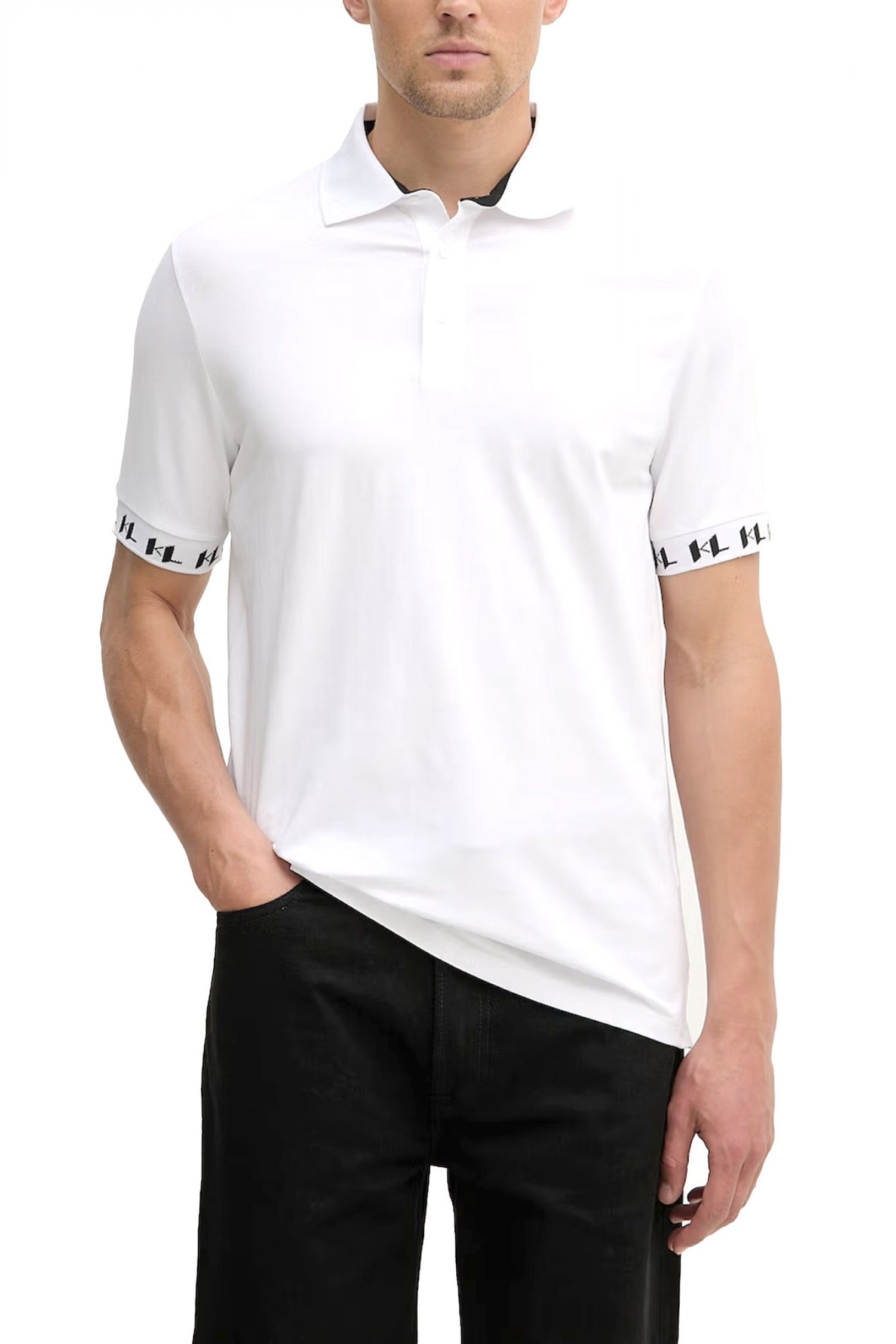 KARL LAGERFELD POLO LOGO SLEEVES ΛΕΥΚΟ