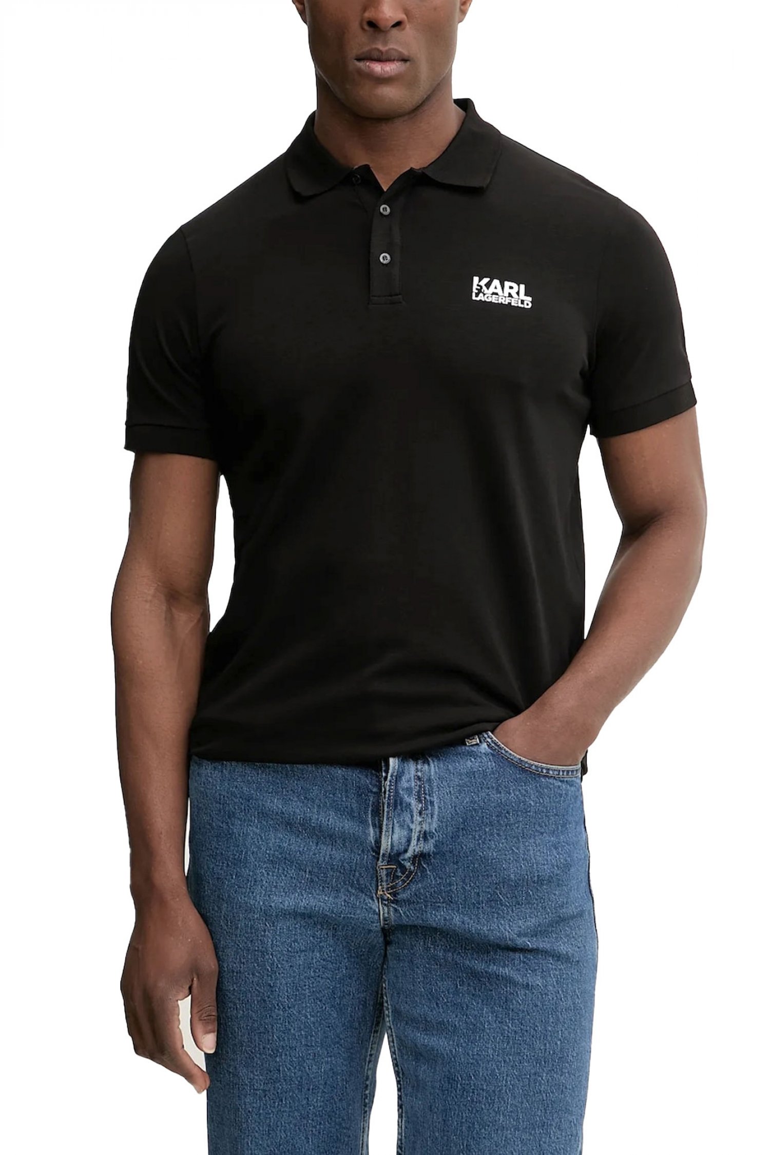 KARL LAGERFELD POLO LOGO ΜΑΥΡΟ
