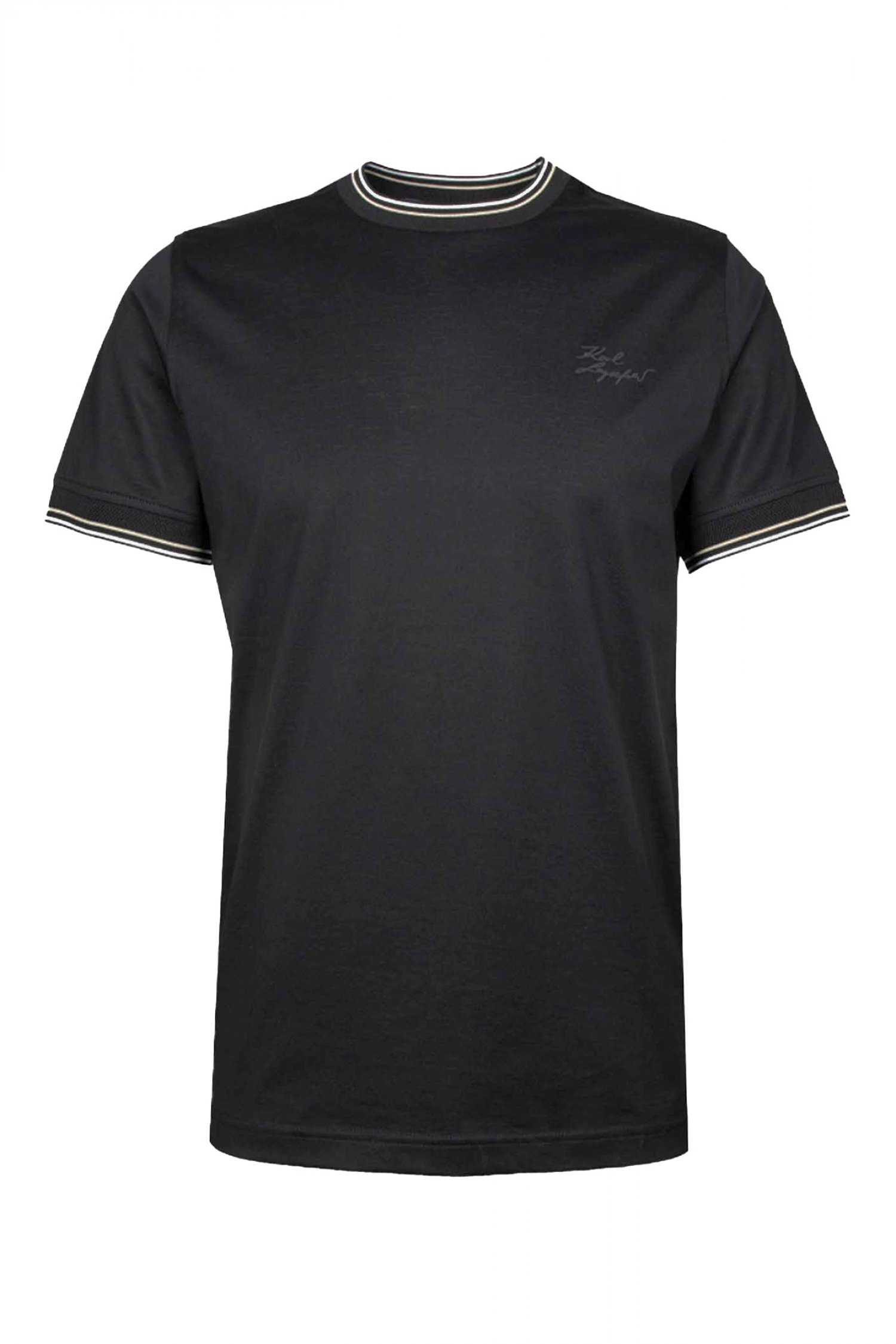 KARL LAGERFELD T-SHIRT CREW NECK LOGO ΜΑΥΡΟ