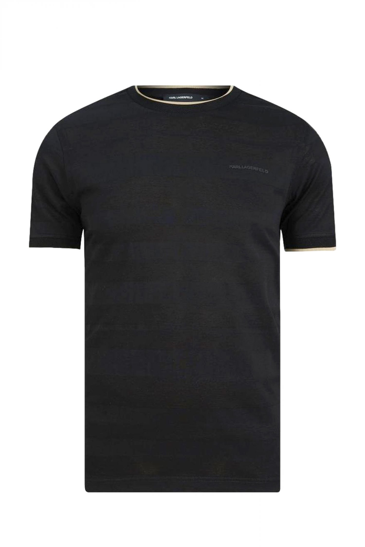 KARL LAGERFELD T-SHIRT LOGO ΜΑΥΡΟ-ΕΚΡΟΥ