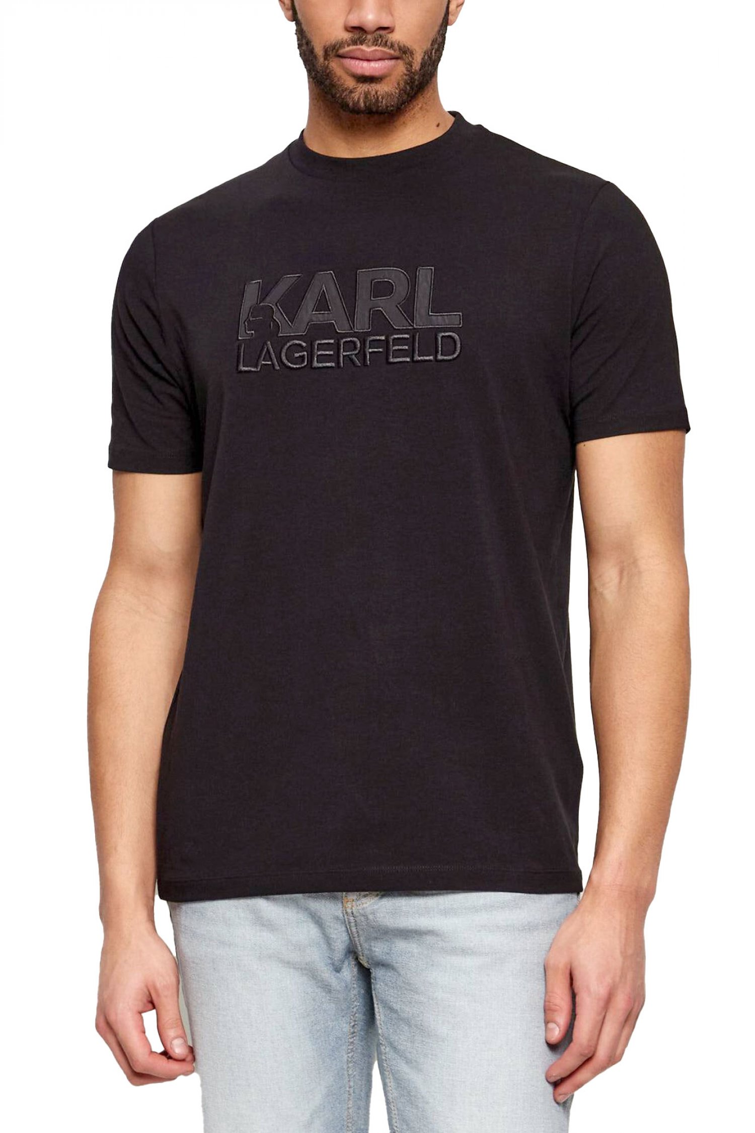 KARL LAGERFELD T-SHIRT LOGO ΜΑΥΡΟ