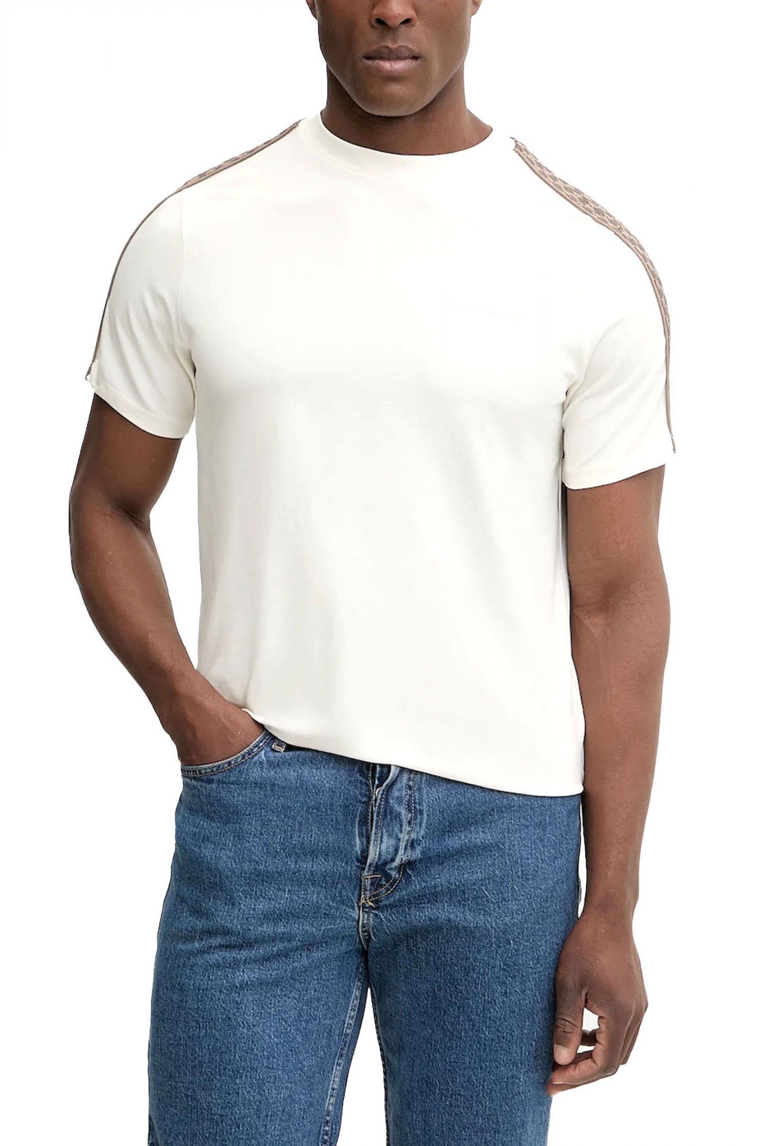 KARL LAGERFELD T-SHIRT CREW NECK LOGO ΕΚΡΟΥ