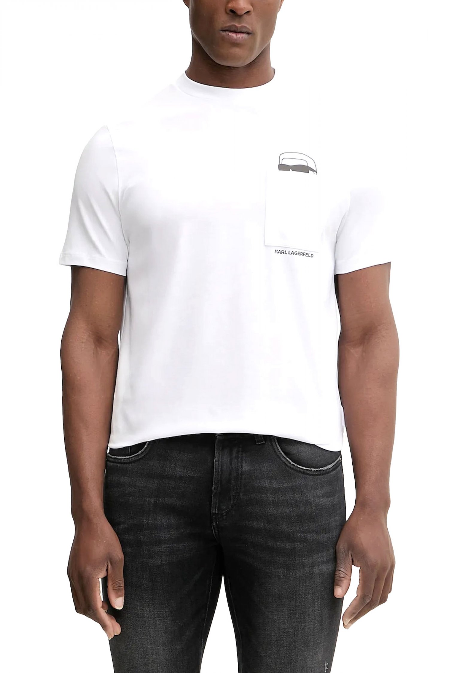 KARL LAGERFELD T-SHIRT CREW NECK LOGO POCKET ΛΕΥΚΟ