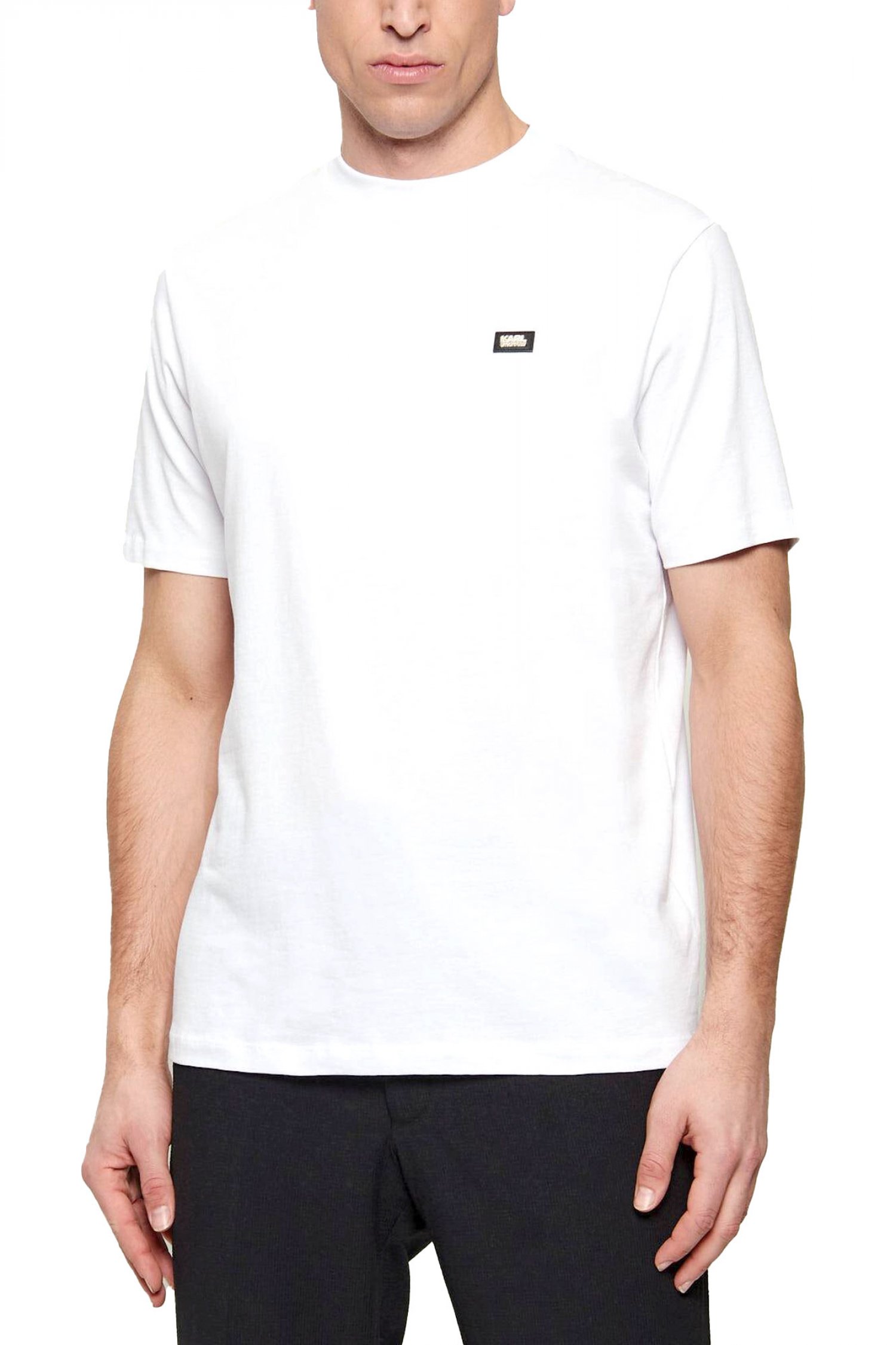 KARL LAGERFELD T-SHIRT CREW NECK METALLIC LOGO ΛΕΥΚΟ