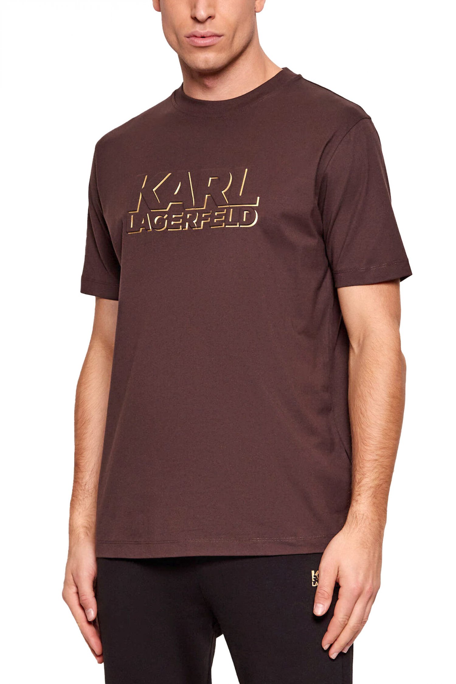 KARL LAGERFELD T-SHIRT CREW NECK GOLD LOGO ΚΑΦΕ