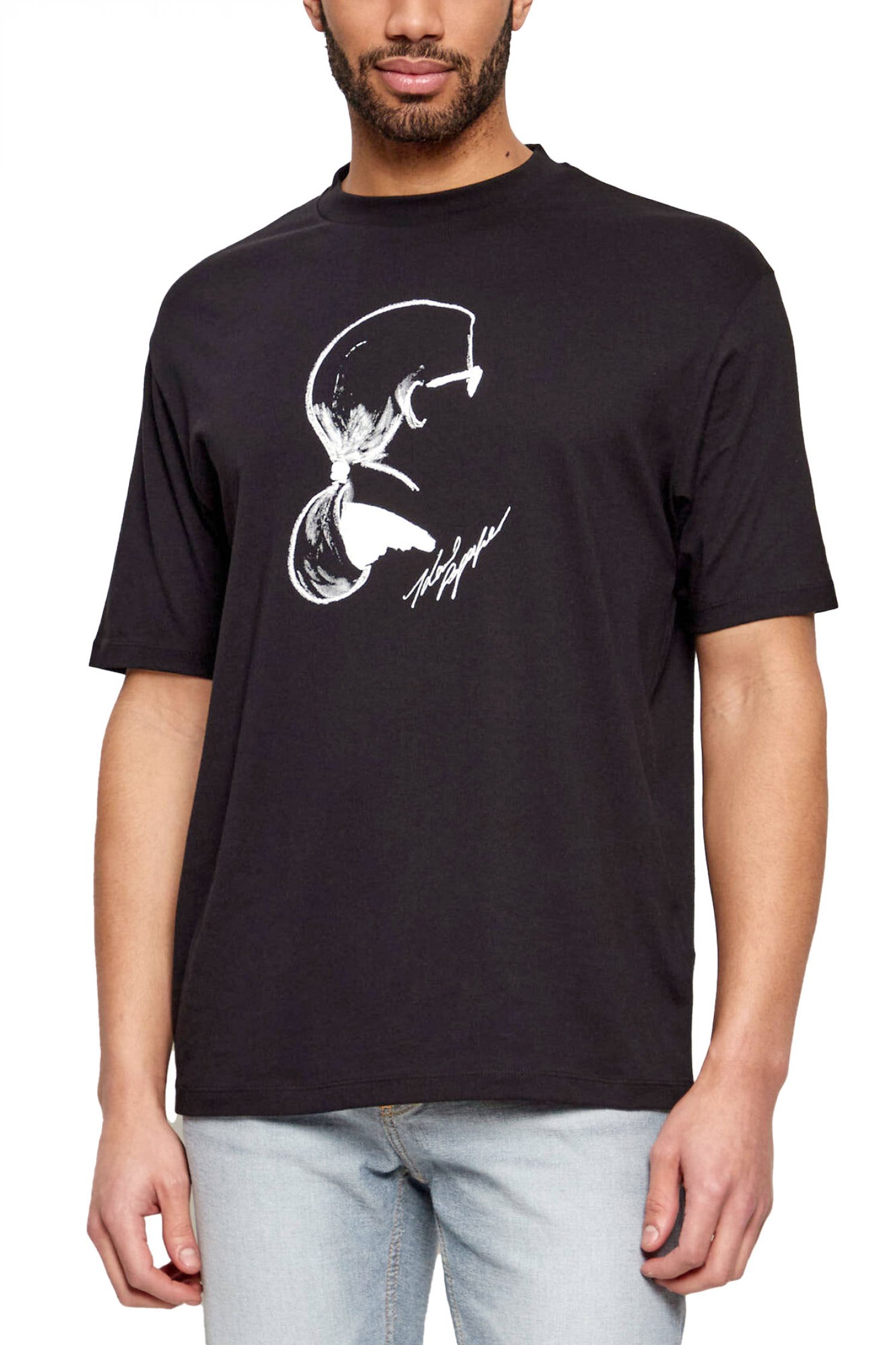 KARL LAGERFELD T-SHIRT LOGO ΜΑΥΡΟ