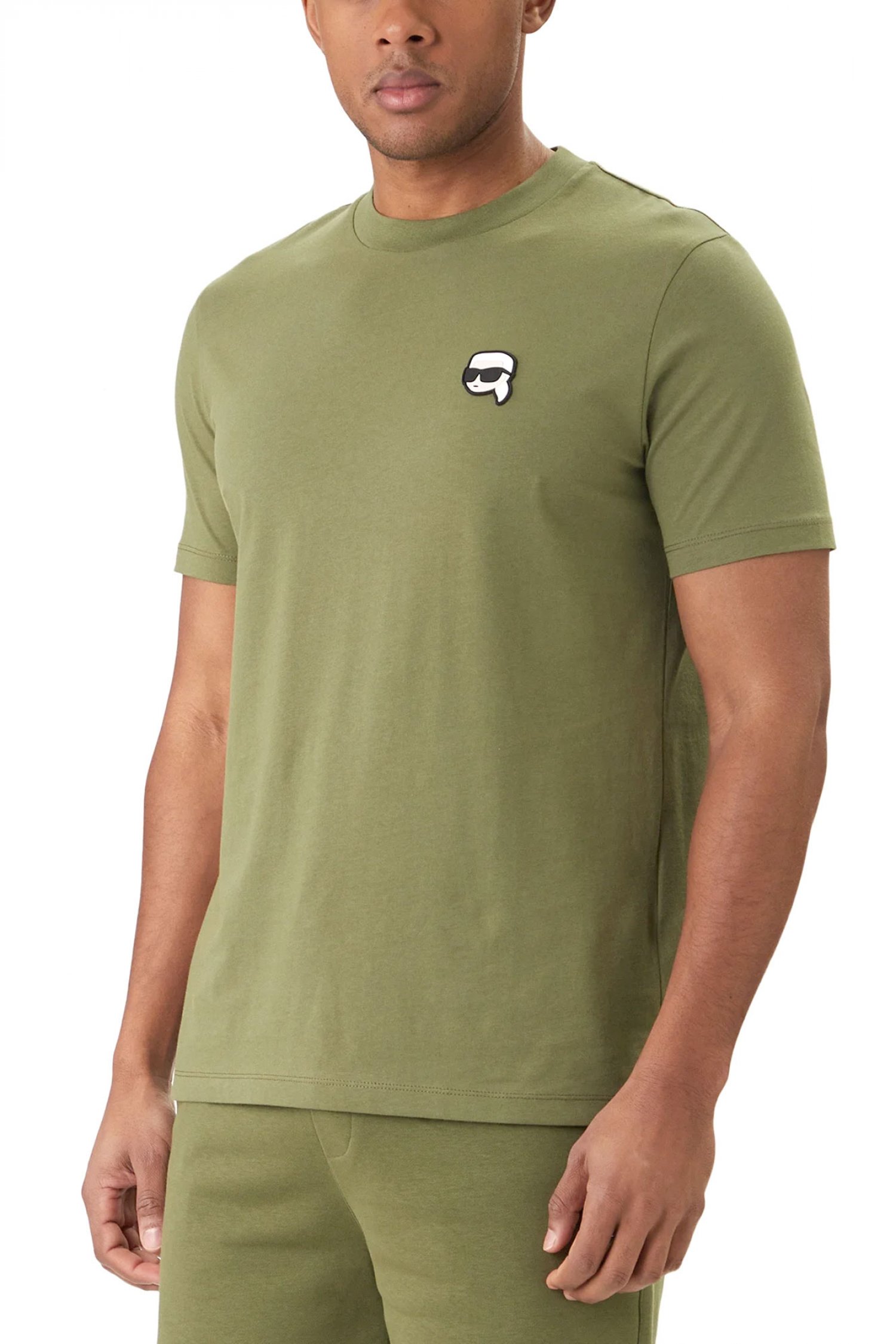 KARL LAGERFELD T-SHIRT CREW NECK LOGO ΧΑΚΙ