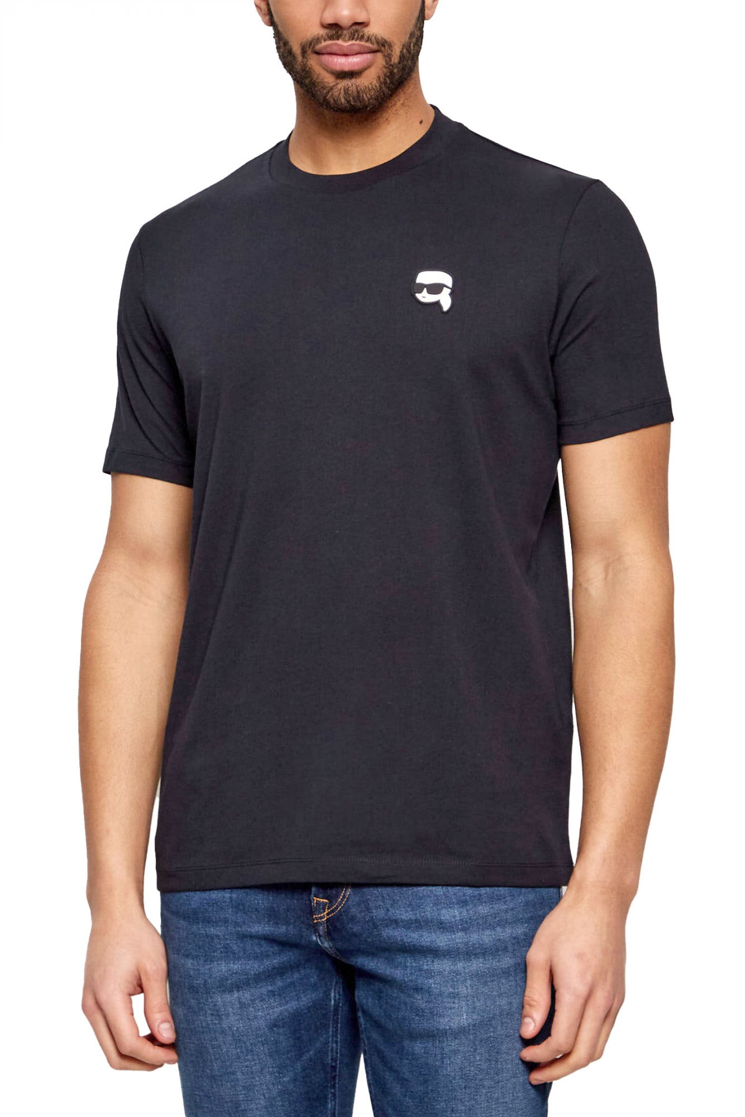 KARL LAGERFELD T-SHIRT CREW NECK LOGO ΜΠΛΕ