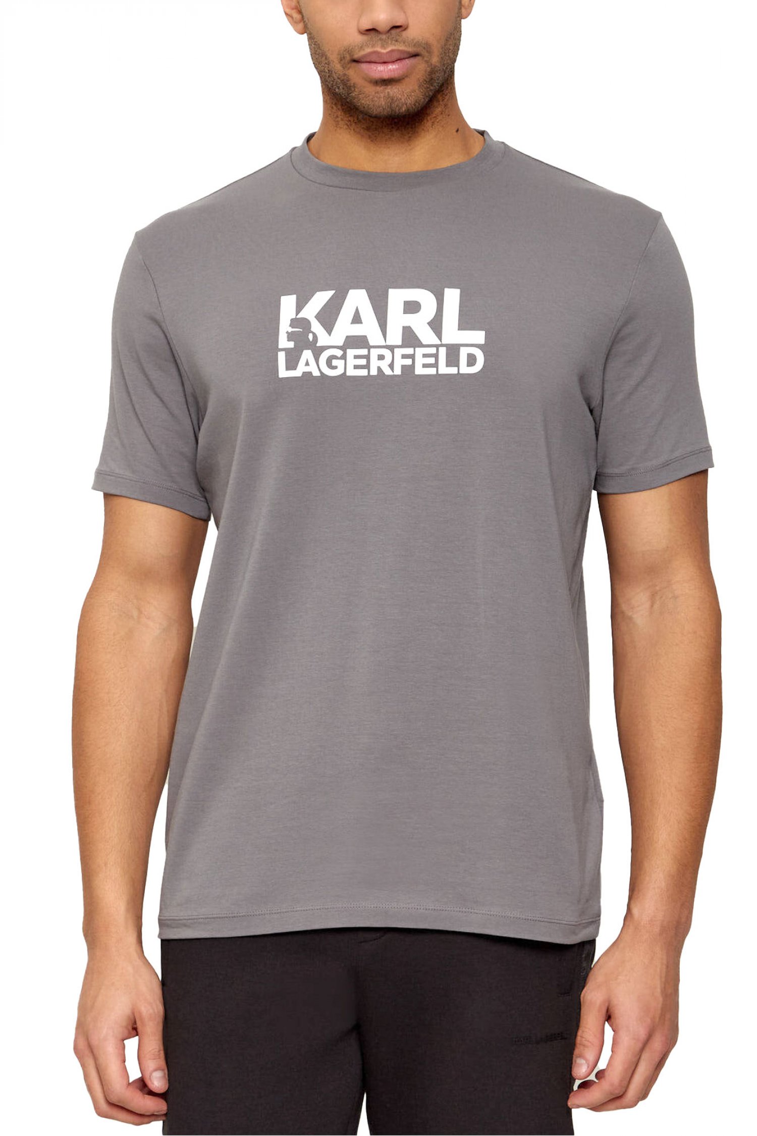 KARL LAGERFELD T-SHIRT CREW NECK LOGO ΓΚΡΙ