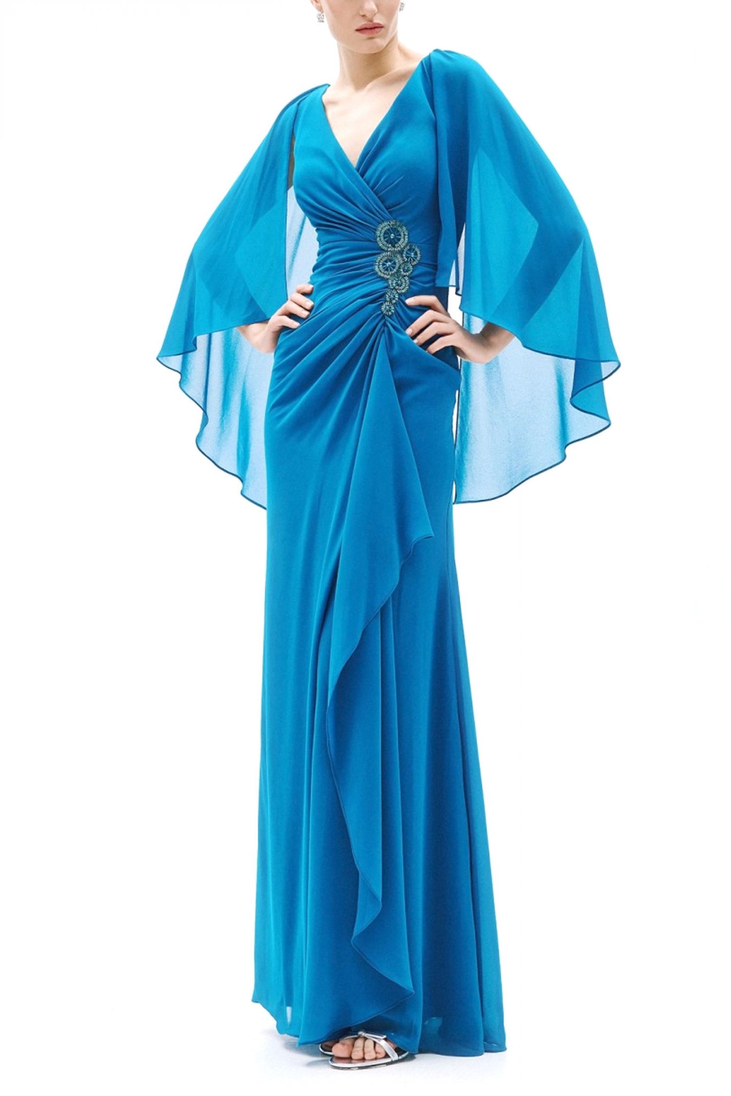 ALLURE EVENING ΦΟΡΕΜΑ MAXI ΝΤΡΑΠΕ ΑΝΟΙΓΜΑ ΚΑΤΩ ΠΕΤΡΟΛ