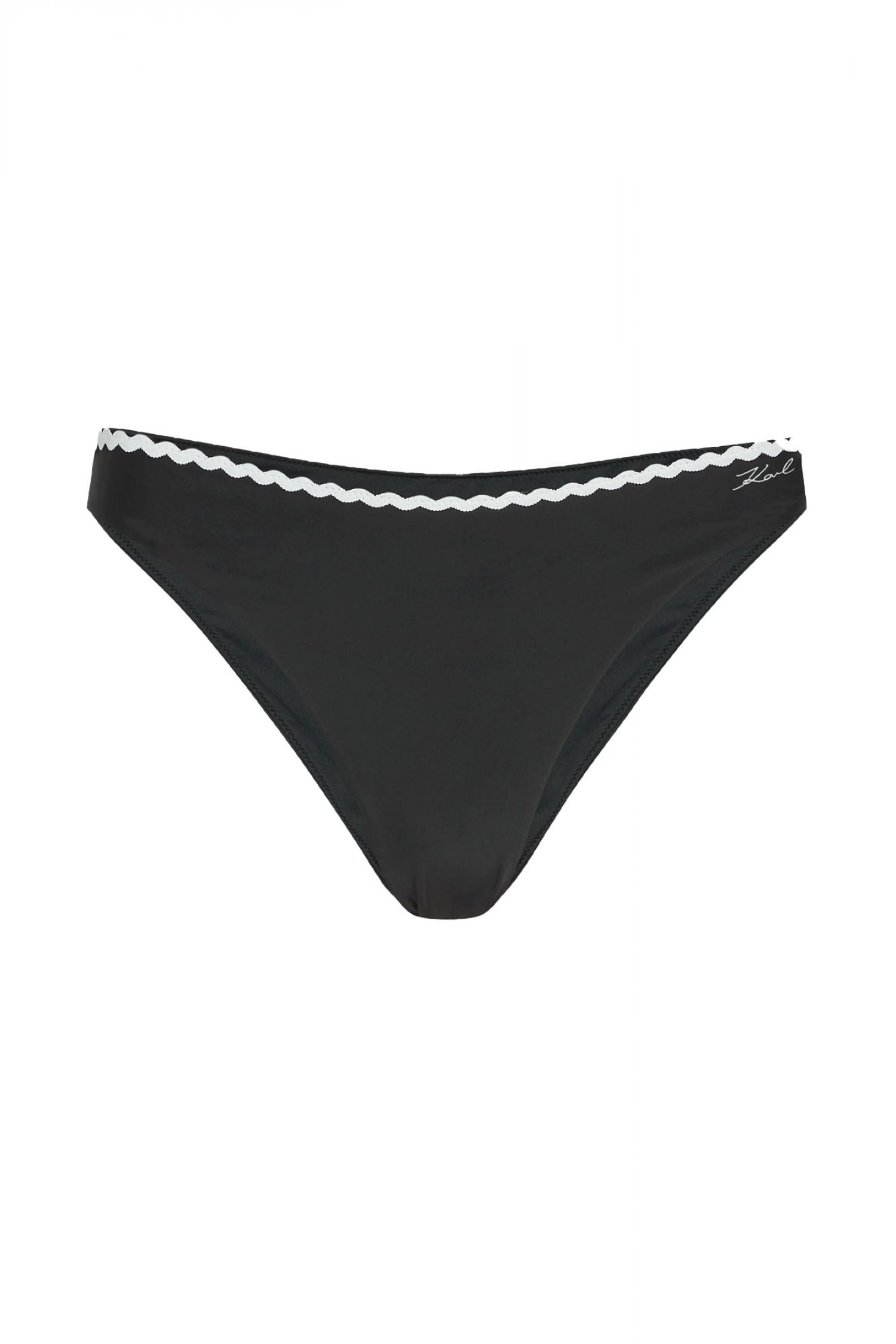 KARL LAGERFELD ΜΑΓΙΩ BIKINI BOTTOM SIGNATURE SCALLOP CHEEKY LOGO ΜΑΥΡΟ