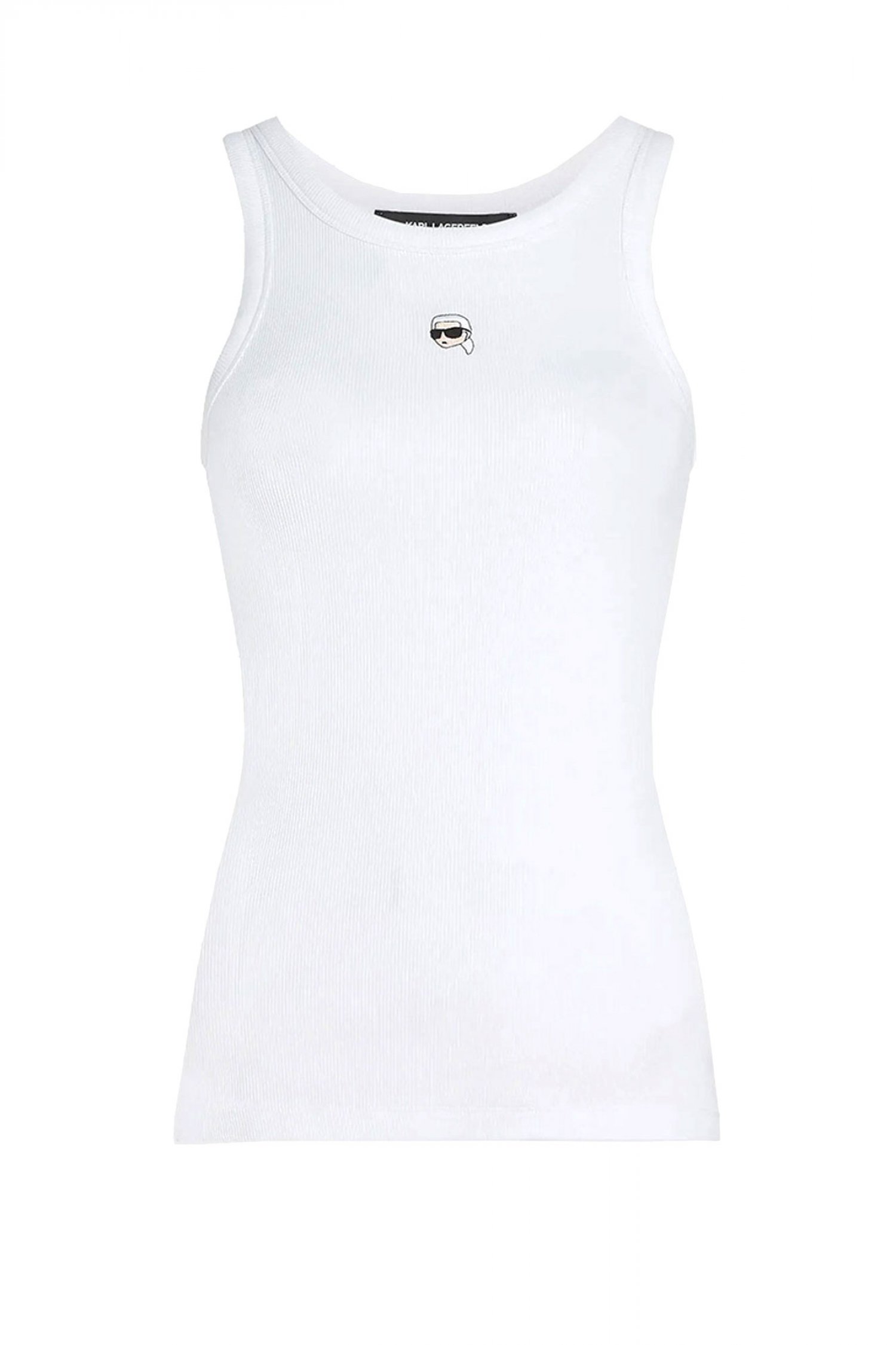 KARL LARGERFELD TANK TOP SLIM FIT IKON RIBBED ΛΕΥΚΟ
