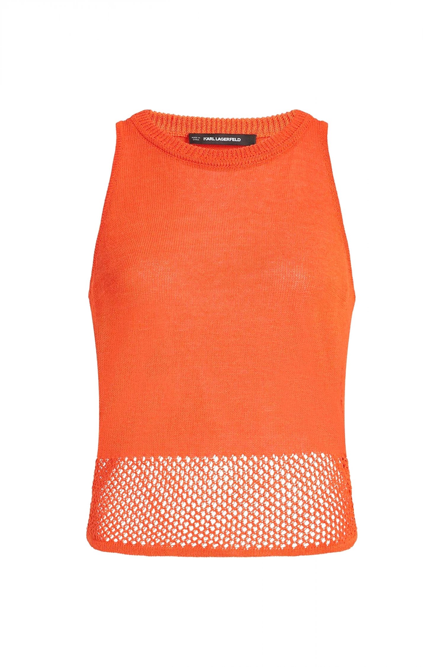 KARL LAGERFELD ΠΛΕΚΤΟ TANK TOP CROCHET KNIT ΔΙΑΤΡΗΤΟ ΤΕΛΕΙΩΜΑ ΚΟΡΑΛΙ