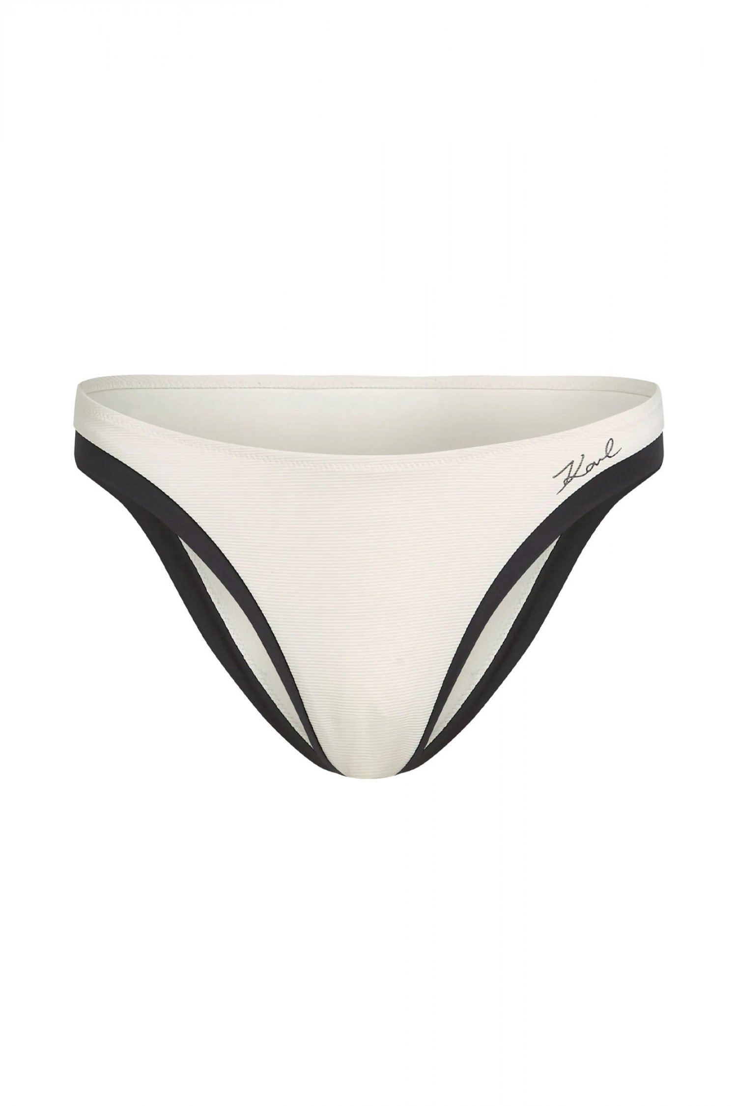 KARL LAGERFELD ΜΑΓΙΩ BIKINI BOTTOM SIGNATURE CHEEKY LOGO ΕΚΡΟΥ-ΜΑΥΡΟ