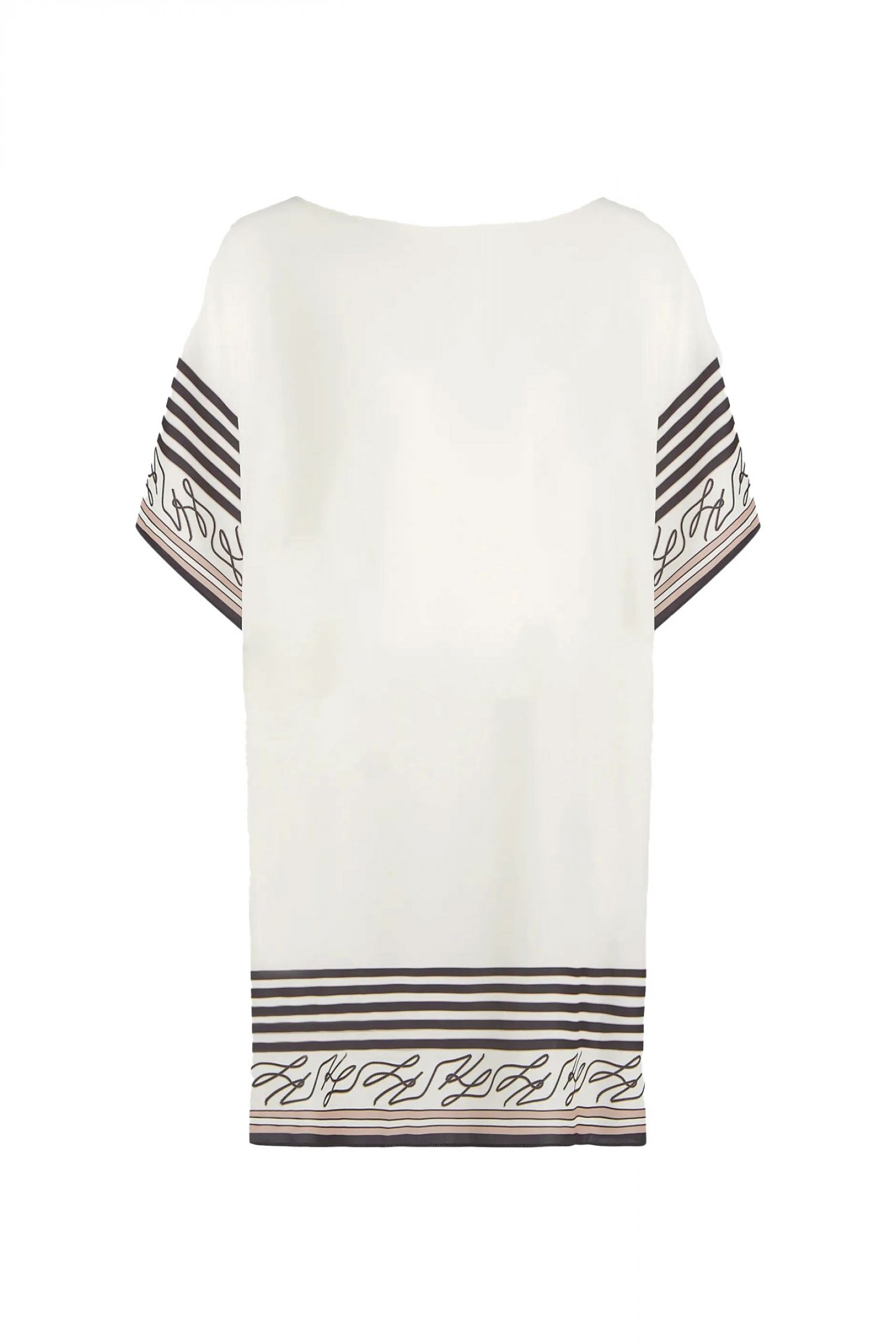 KARL LAGERFELD ΠΑΡΕΟ AUTOGRAPH BORDER COVER-UP ΑΝΟΙΓΜΑΤΑ ΠΛΑΙ LOGO ΕΚΡΟΥ