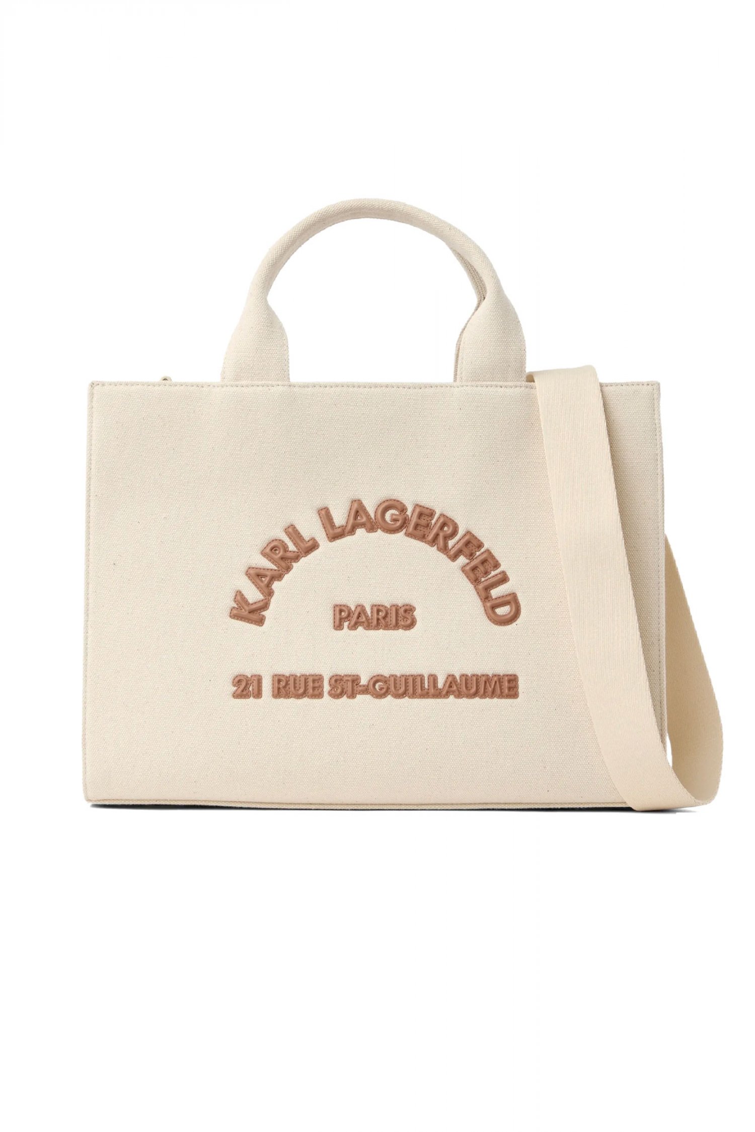 KARL LAGERFELD ΤΣΑΝΤΑ ΧΕΙΡΟΣ/CROSSBODY IKON K/RSG SQUARE PATCH MD TOTE LOGO ΕΚΡΟΥ