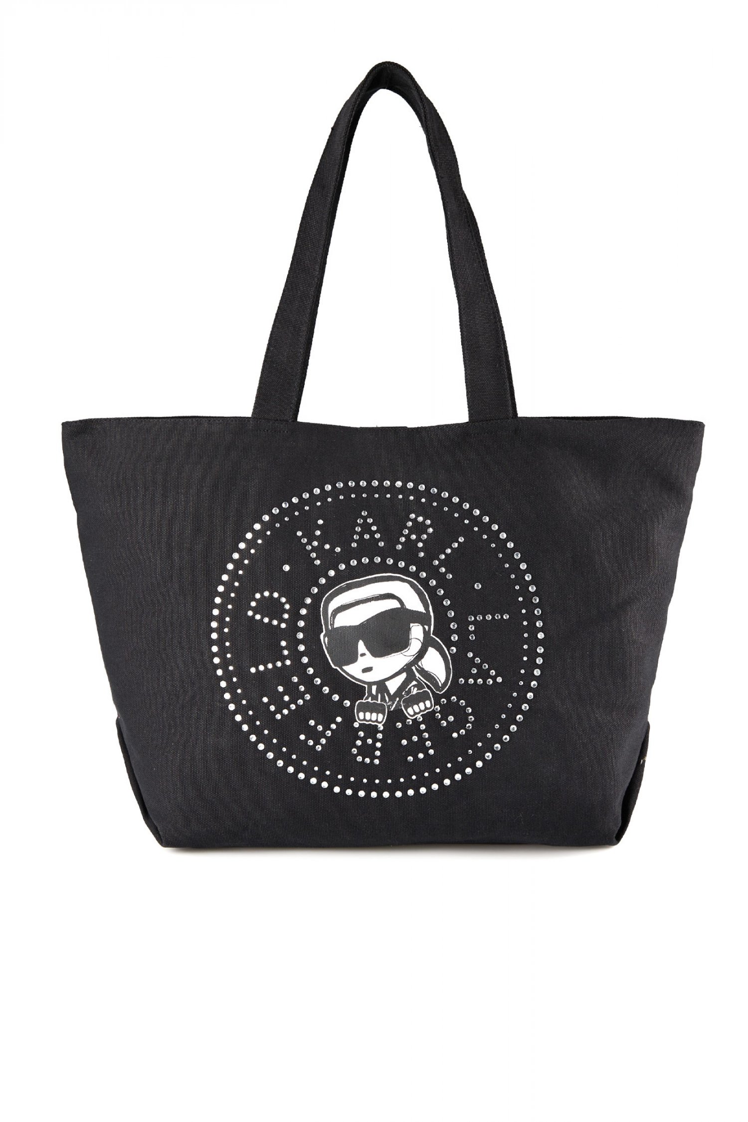 KARL LAGERFELD ΤΣΑΝΤΑ ΩΜΟΥ IKON CIRCLE RH SHOPPER LOGO ΣΤΡΑΣ ΜΑΥΡΟ