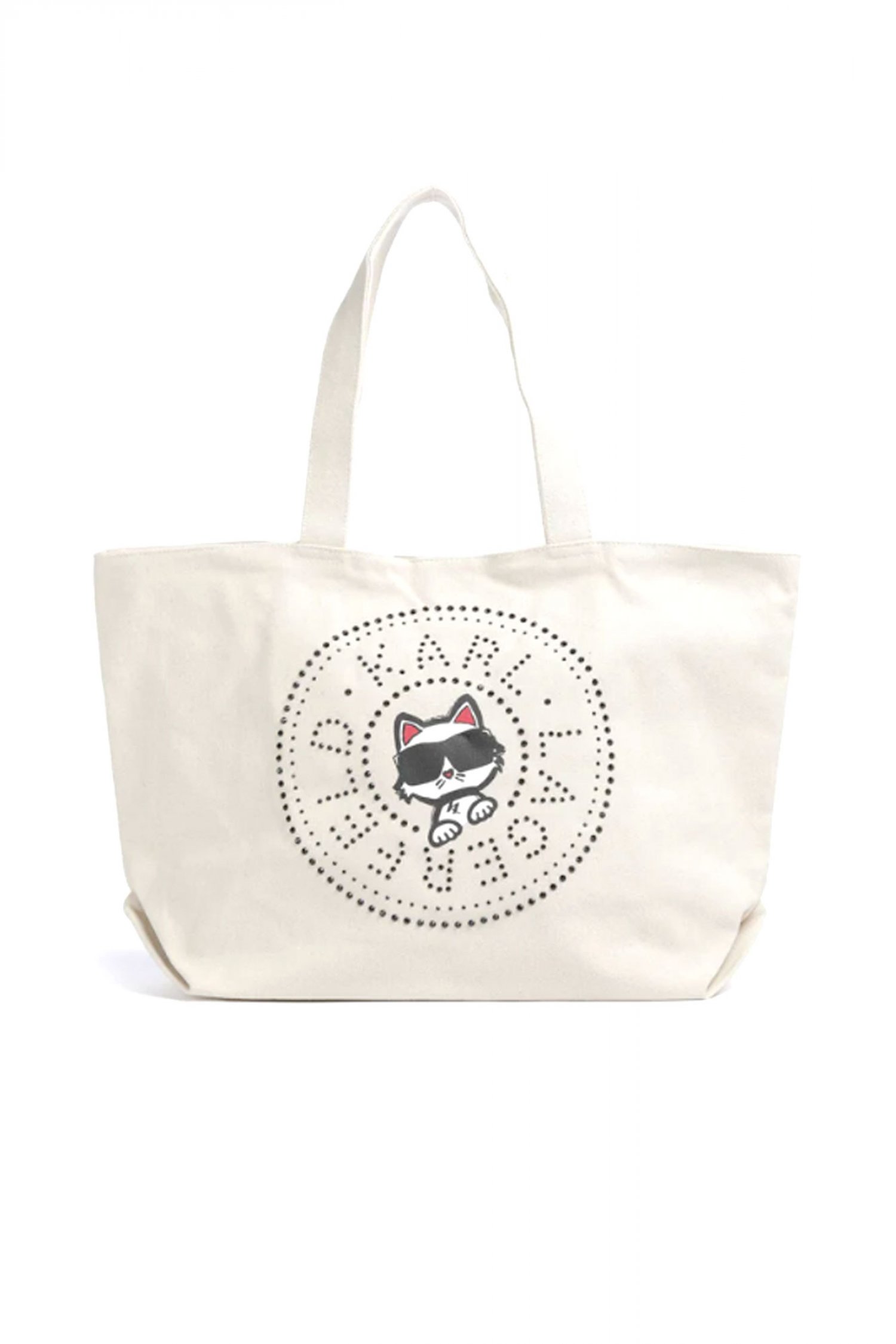 KARL LAGERFELD ΤΣΑΝΤΑ ΩΜΟΥ CIRCLE CHOUP RH SHOPPER LOGO ΣΤΡΑΣ ΕΚΡΟΥ