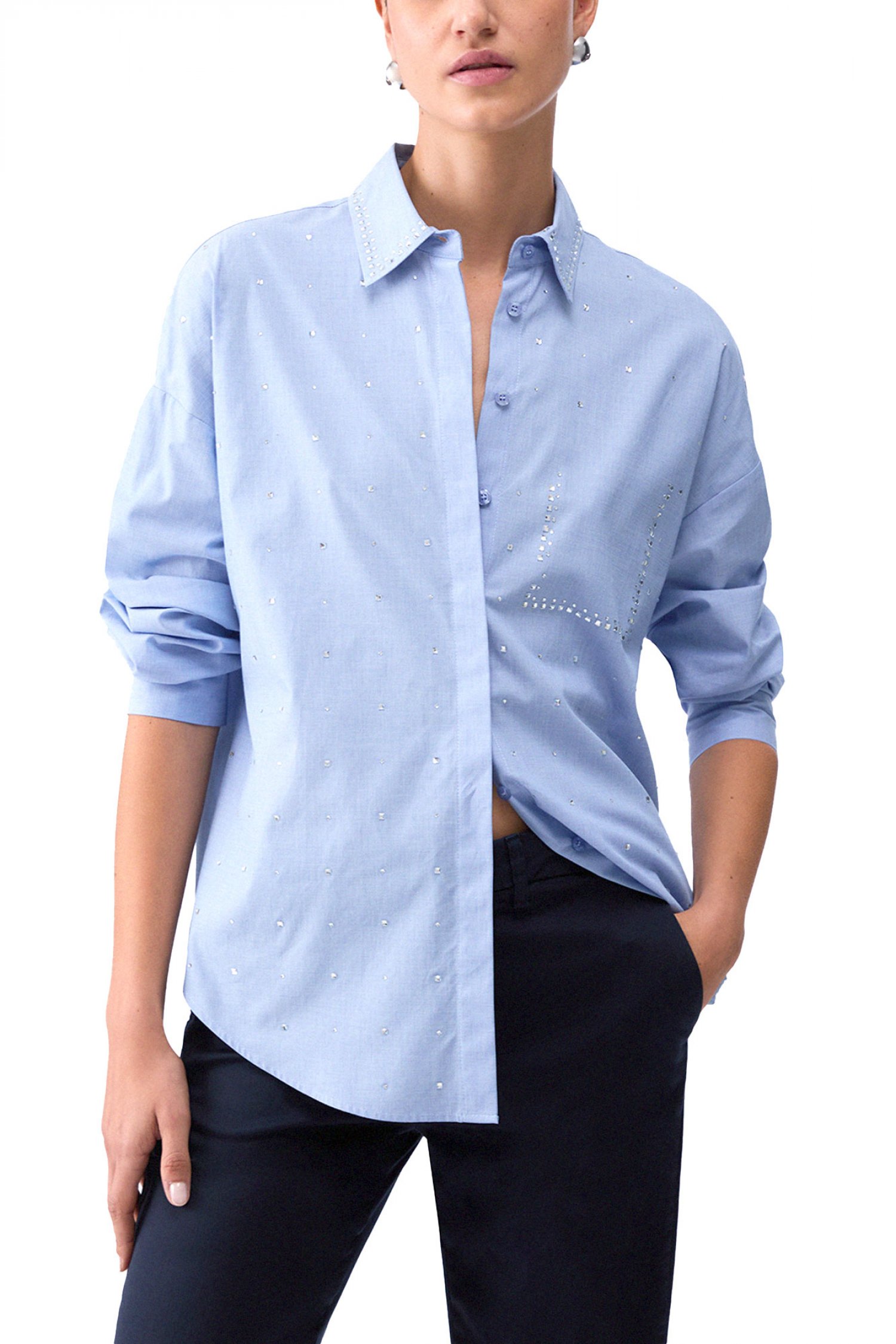 LIU-JO ΠΟΥΚΑΜΙΣΟ ALL OVER ΣΤΡΑΣ ΣΙΕΛ