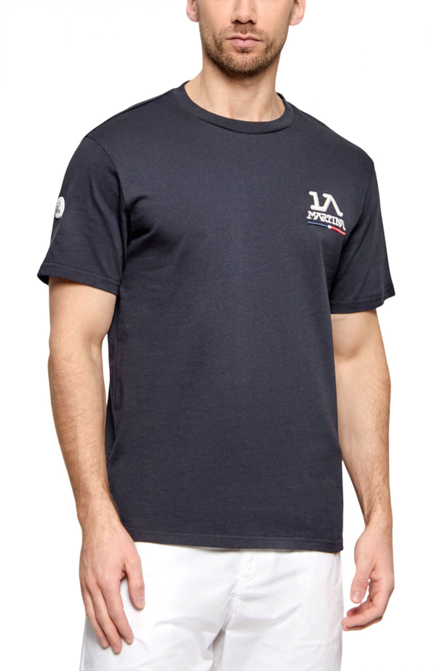LA MARTINA T-SHIRT CREW NECK LOGO ΜΠΛΕ