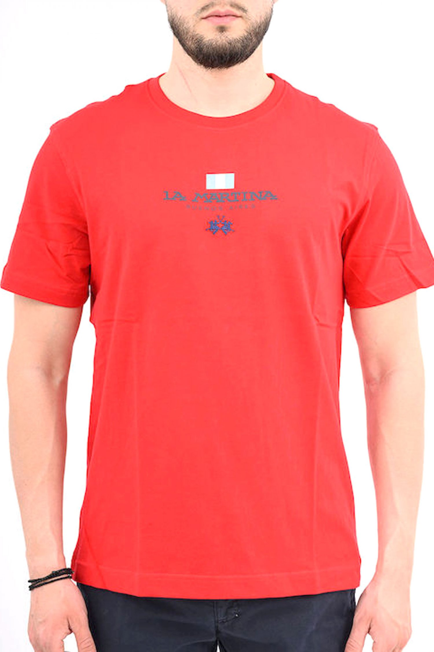 LA MARTINA T-SHIRT CREW NECK REGULAR FIT LOGO ΚΟΚΚΙΝΟ