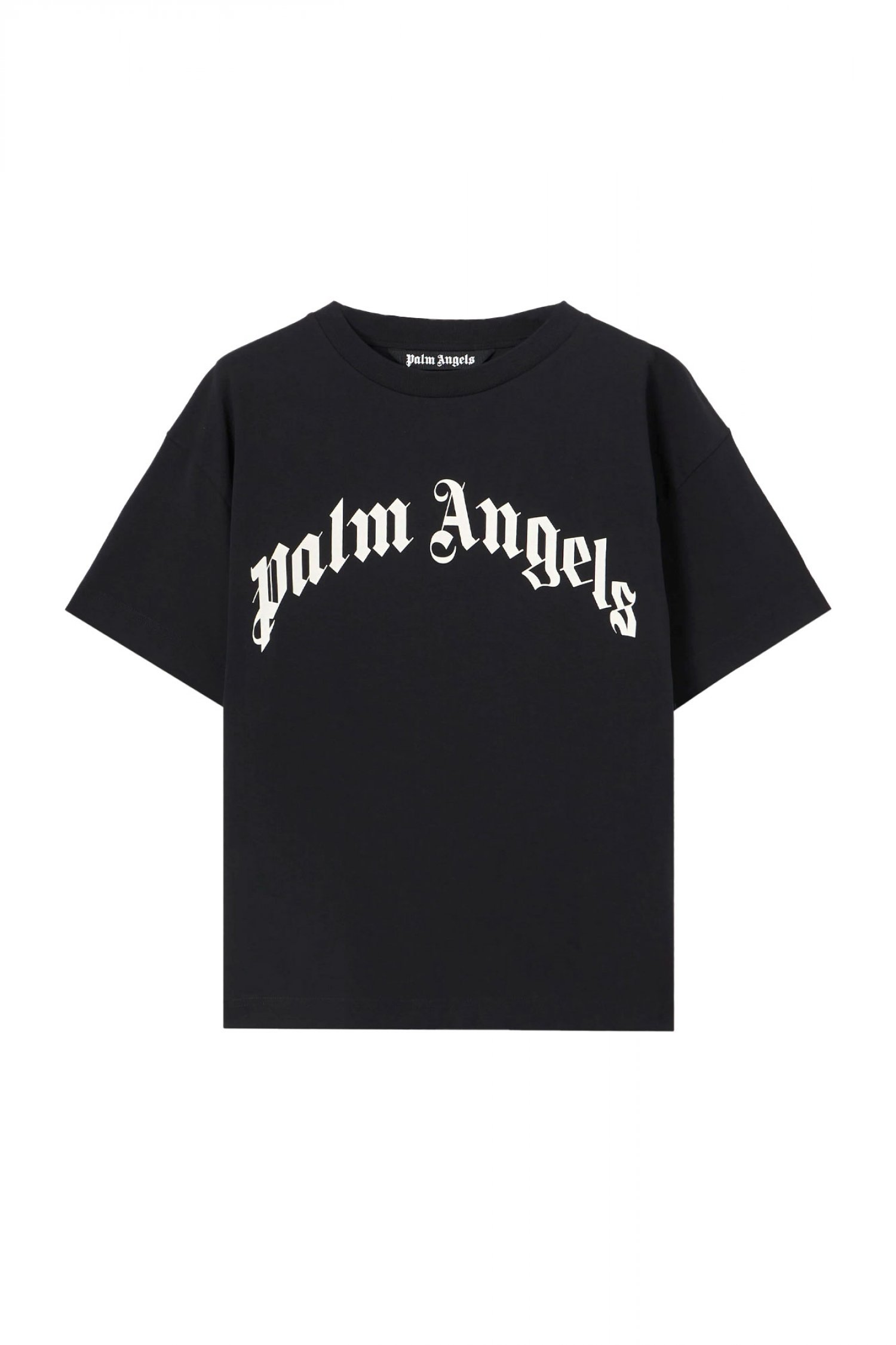 PALM ANGELS T-SHIRT CURVED LOGO REGULAR TEE ΜΑΥΡΟ