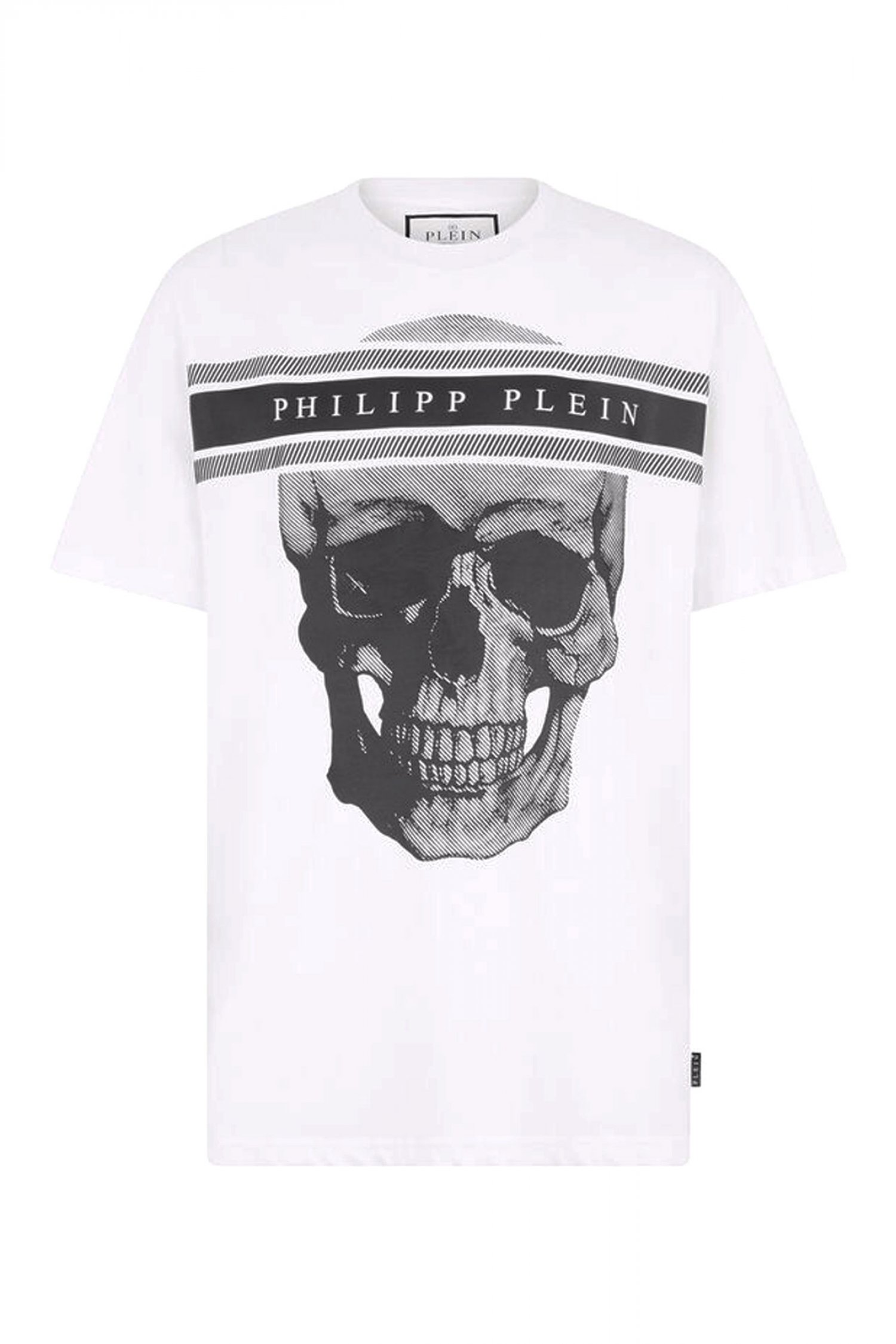 PHILLIP PLEIN T-SHIRT SKULL LOGO LINE ΛΕΥΚΟ